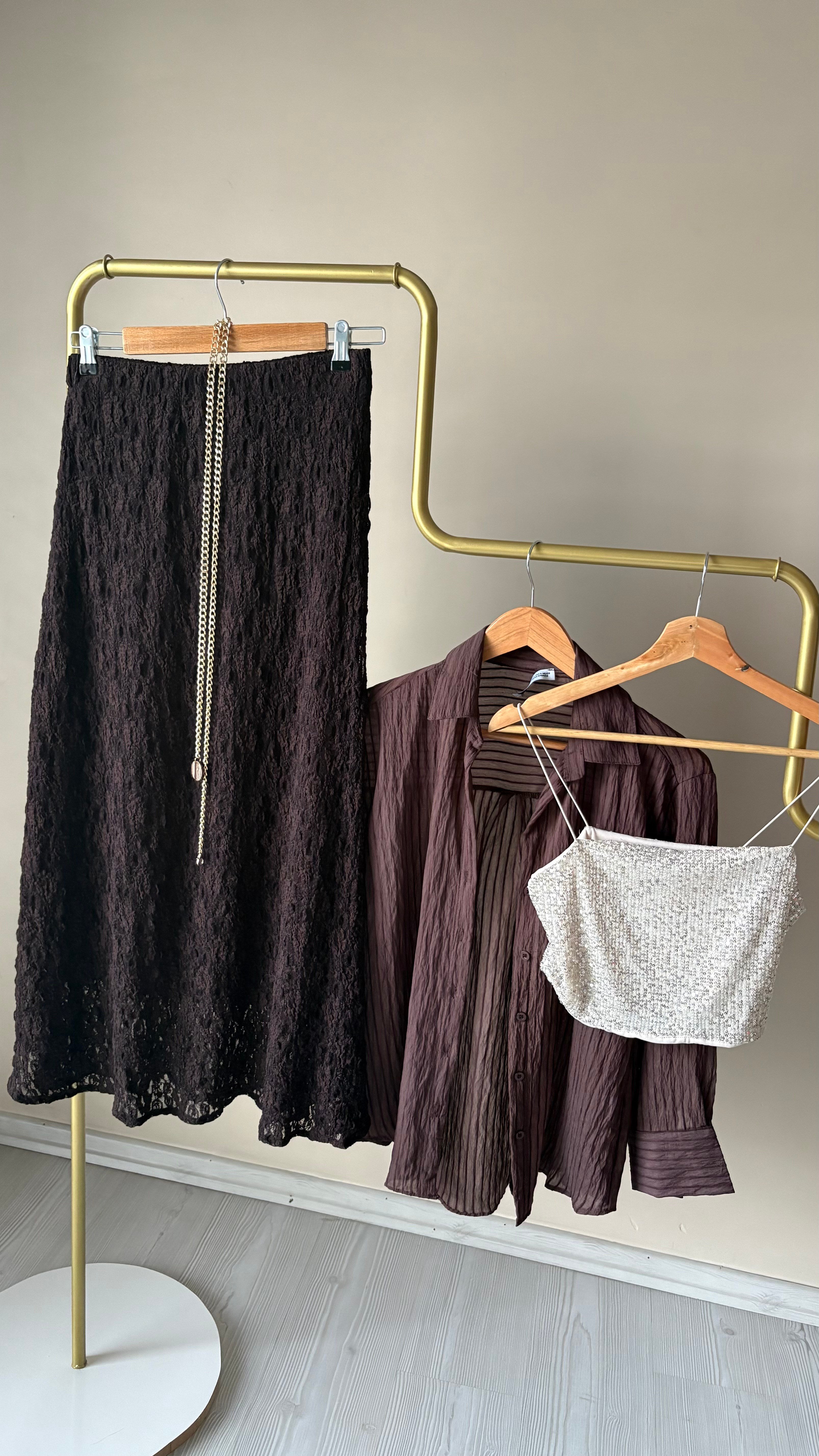 Kahve Transparan Gömlek