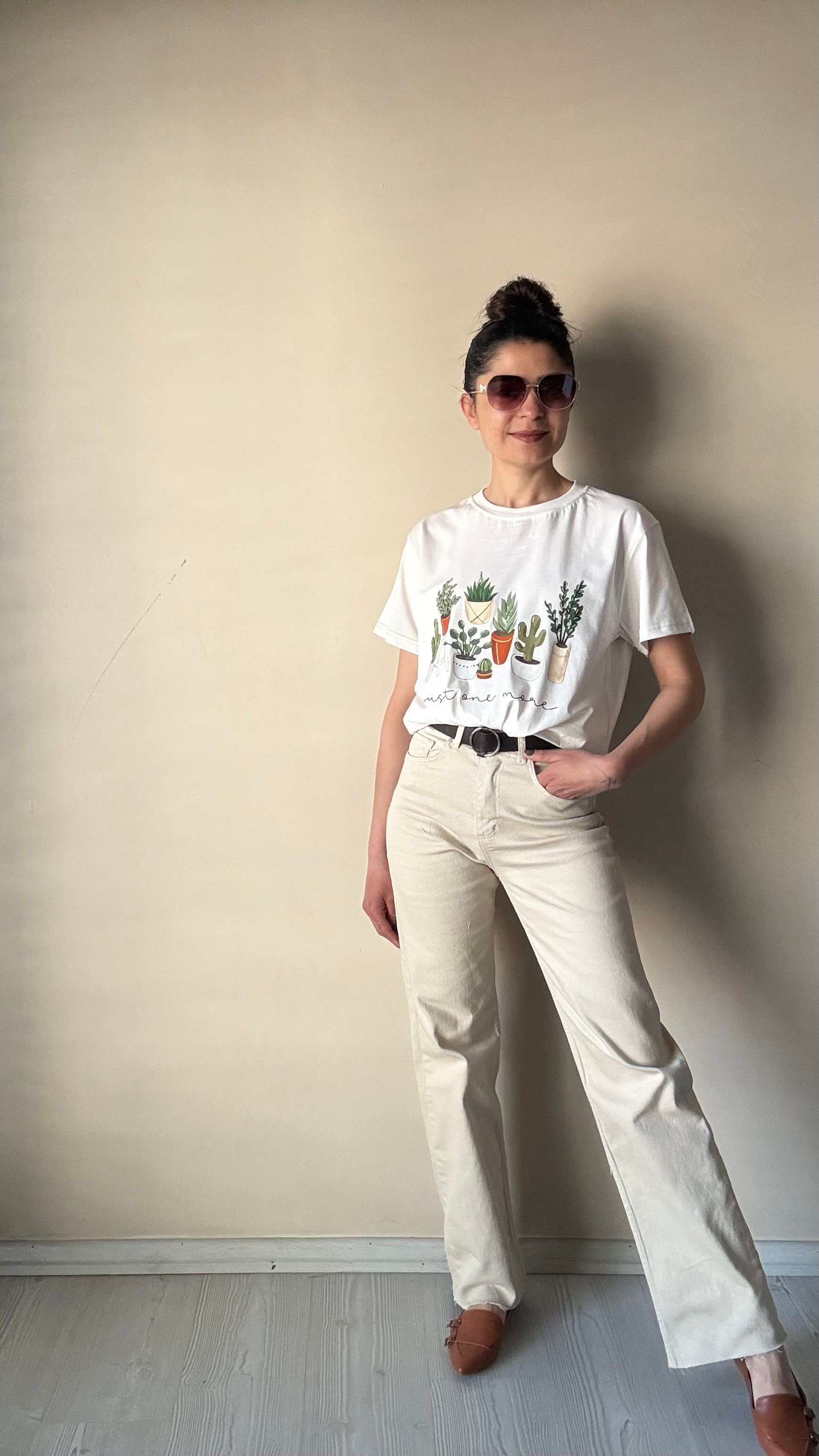 Kaktüs Baskılı Oversize Tşhırt 