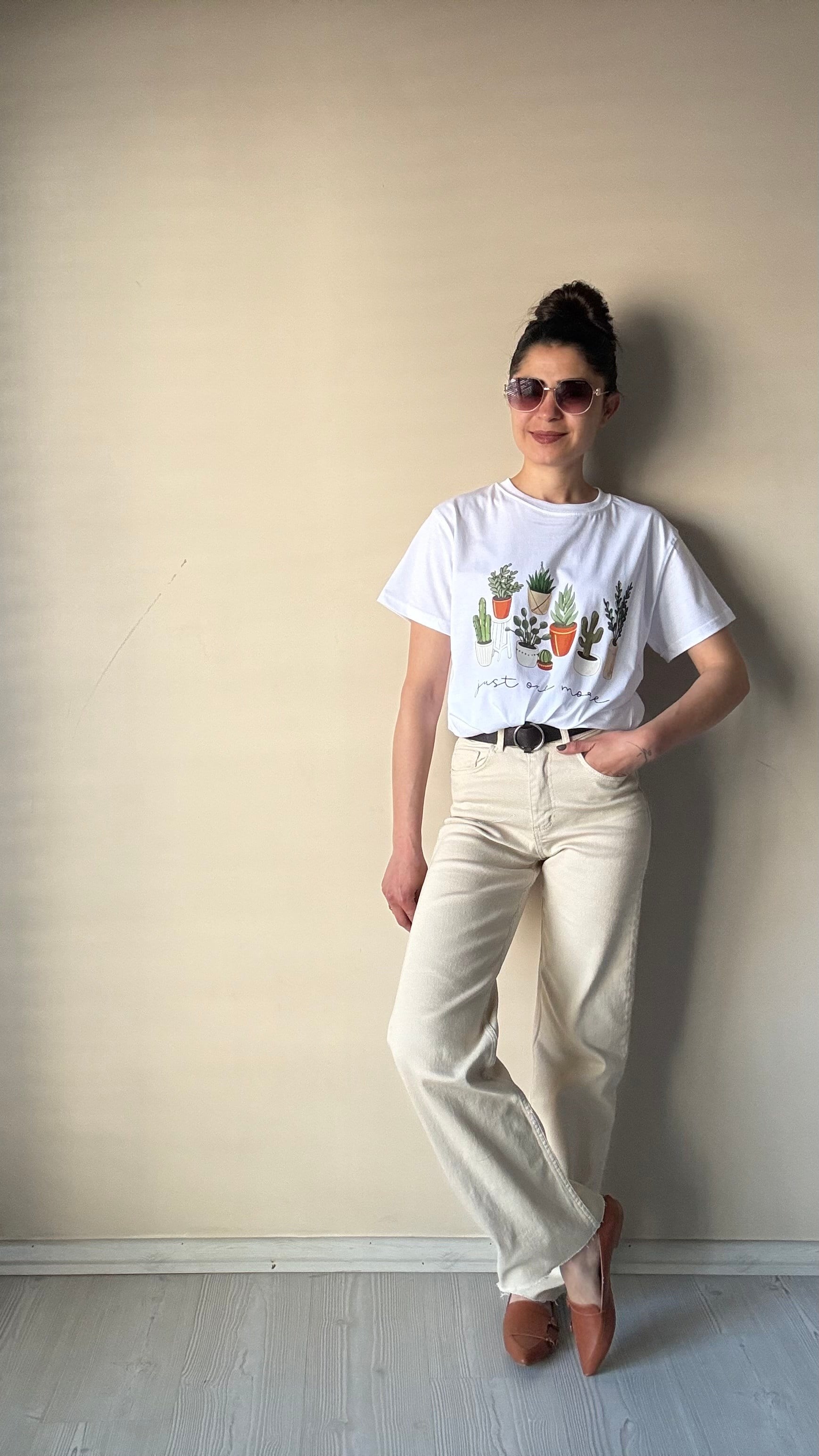Kaktüs Baskılı Oversize Tşhırt 