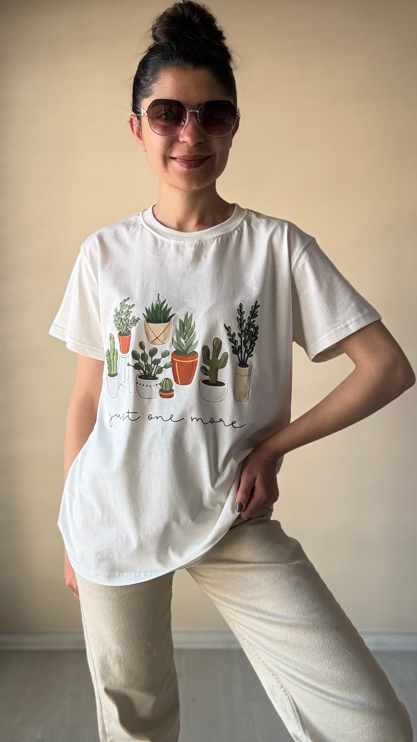 Kaktüs Baskılı Oversize Tşhırt 