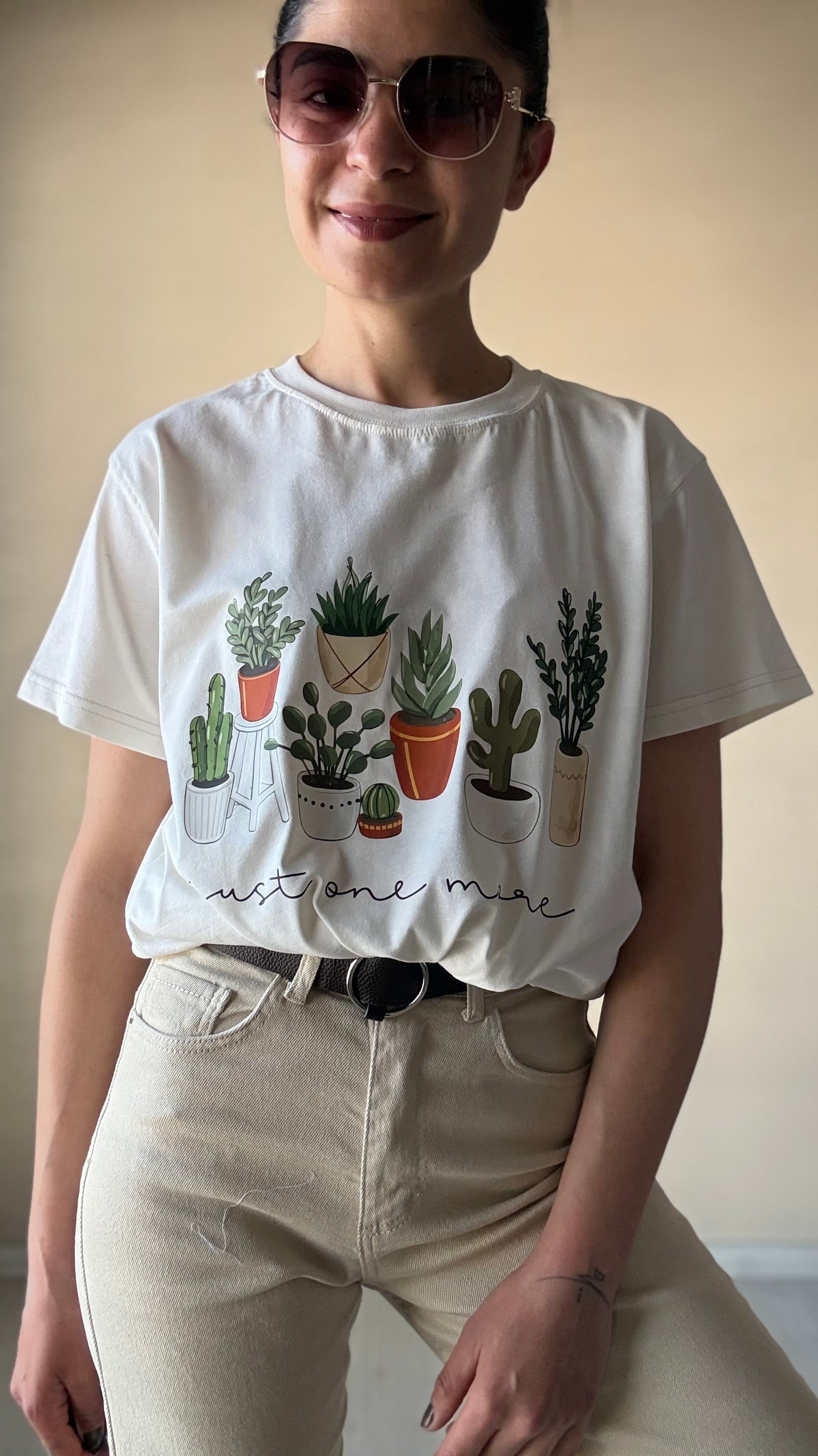 Kaktüs Baskılı Oversize Tşhırt 