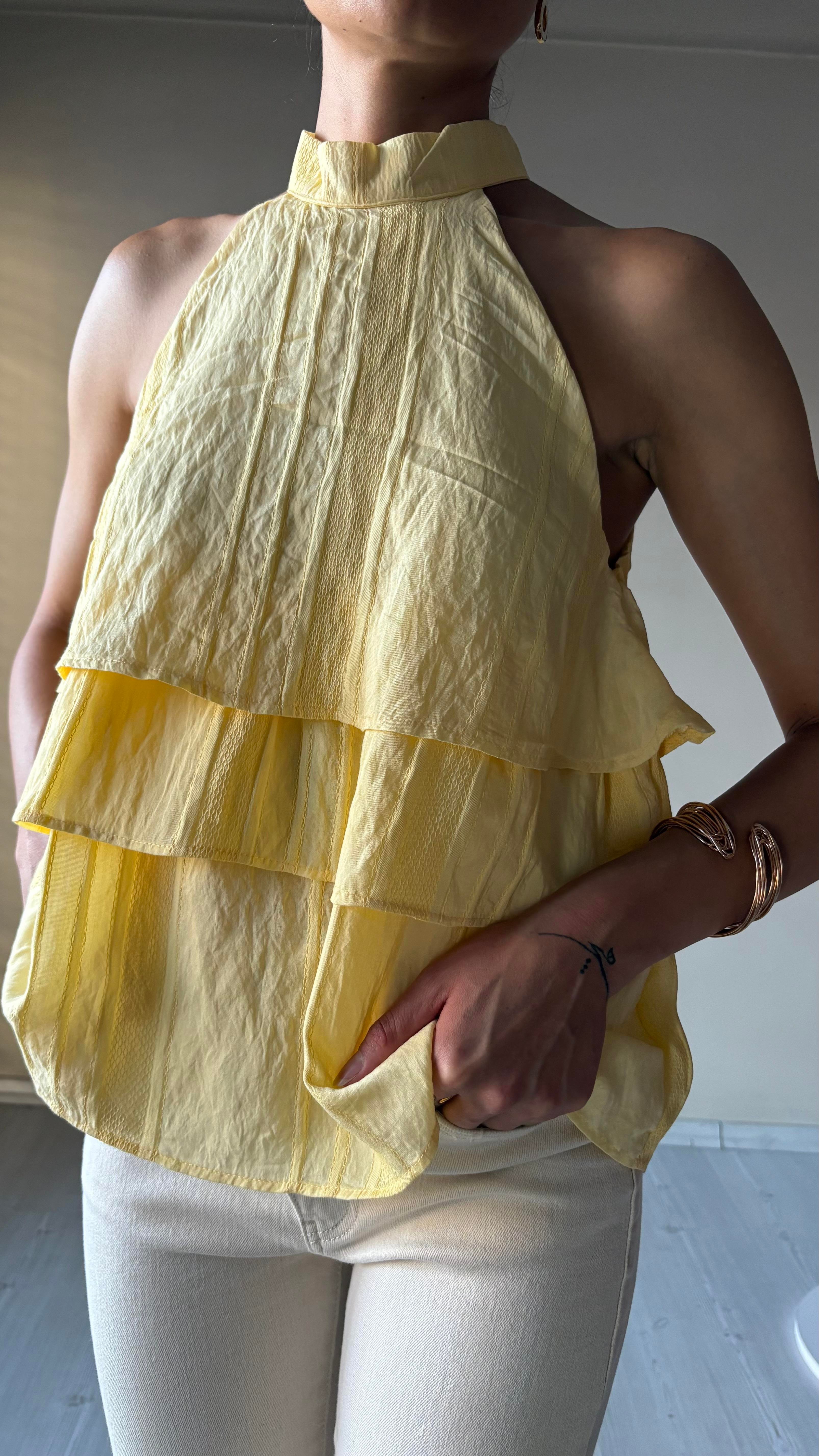 Katlı Ense düğmeli Bluzlar