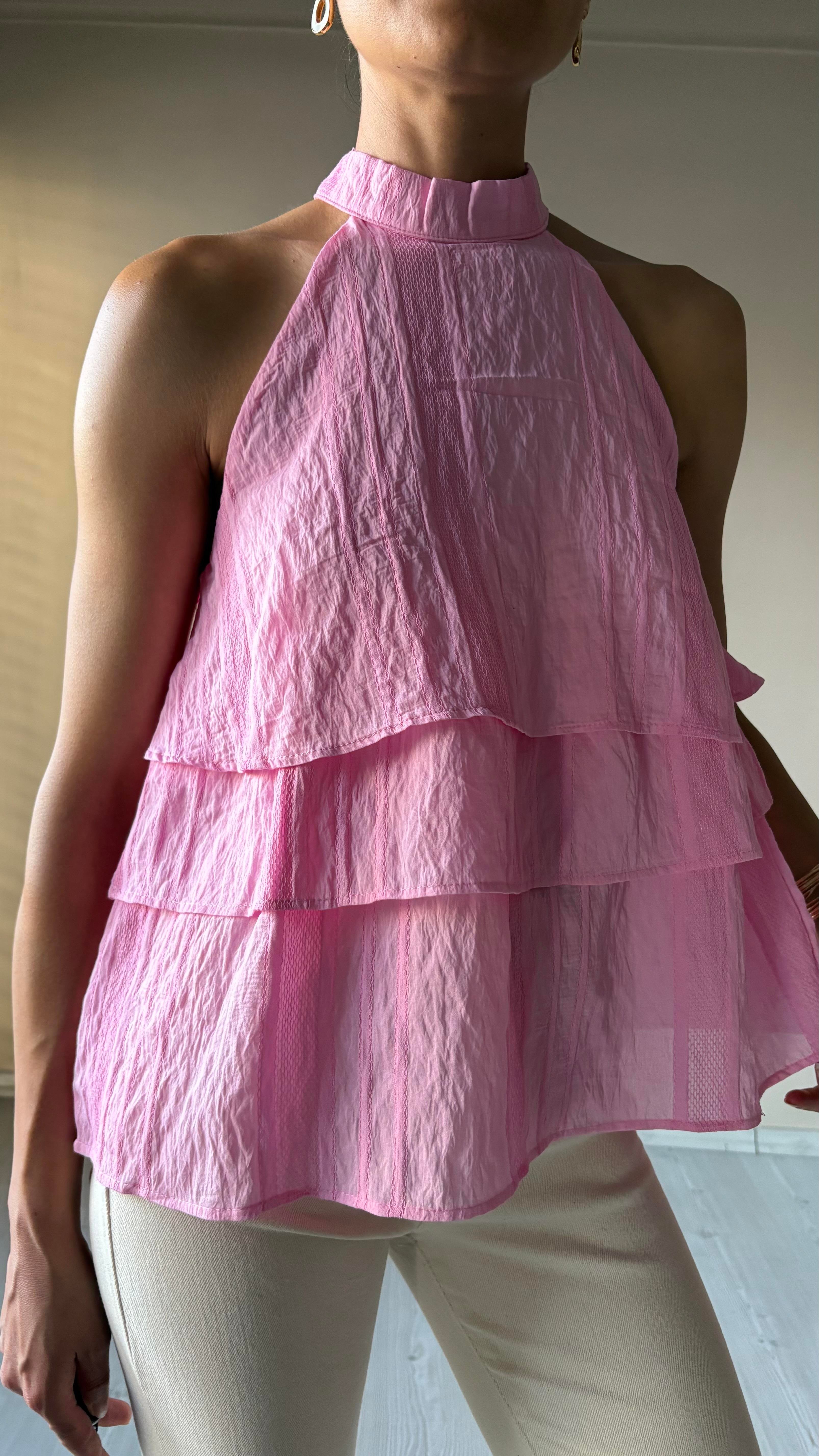 Katlı Ense düğmeli Bluzlar