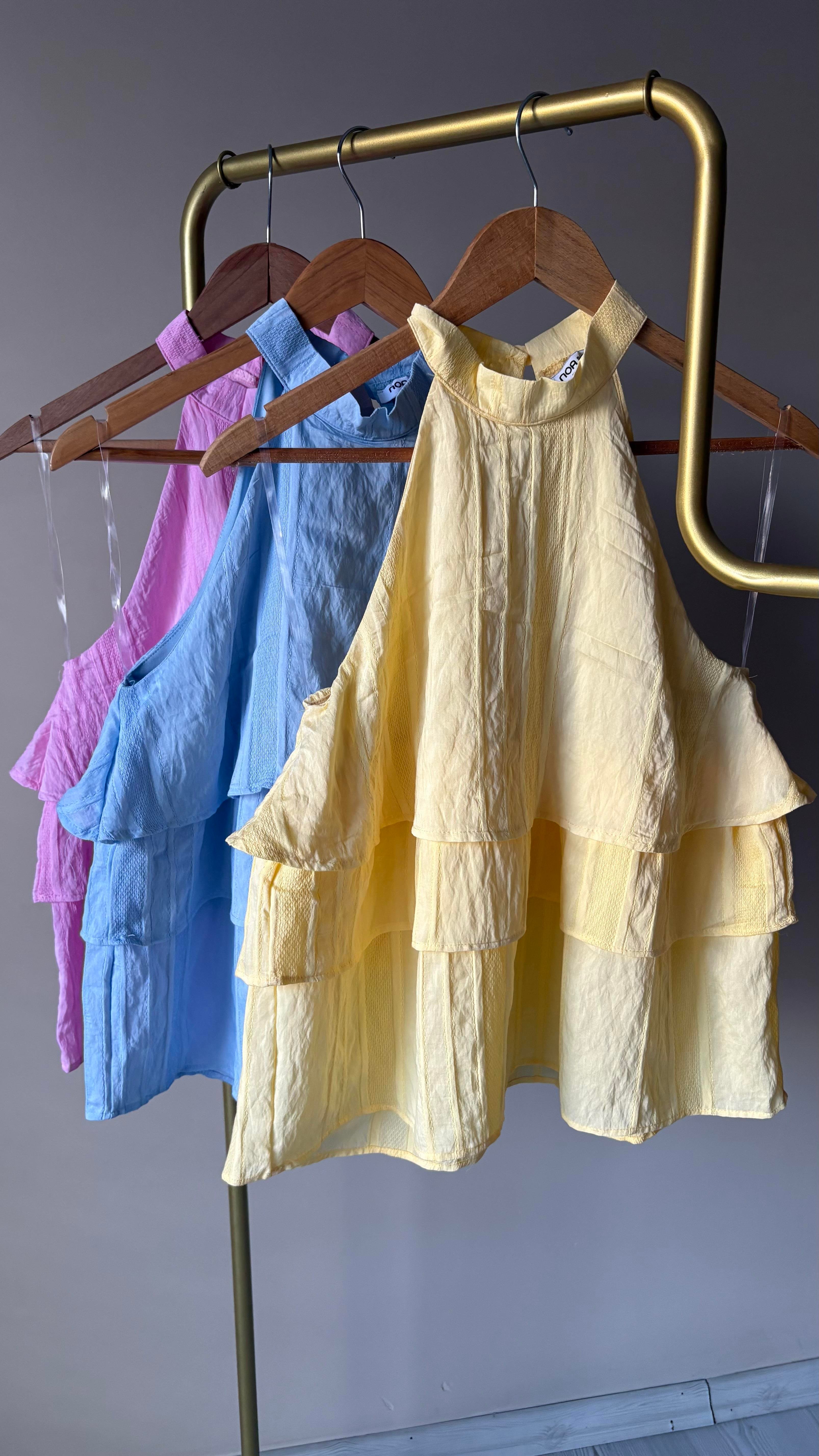 Katlı Ense düğmeli Bluzlar