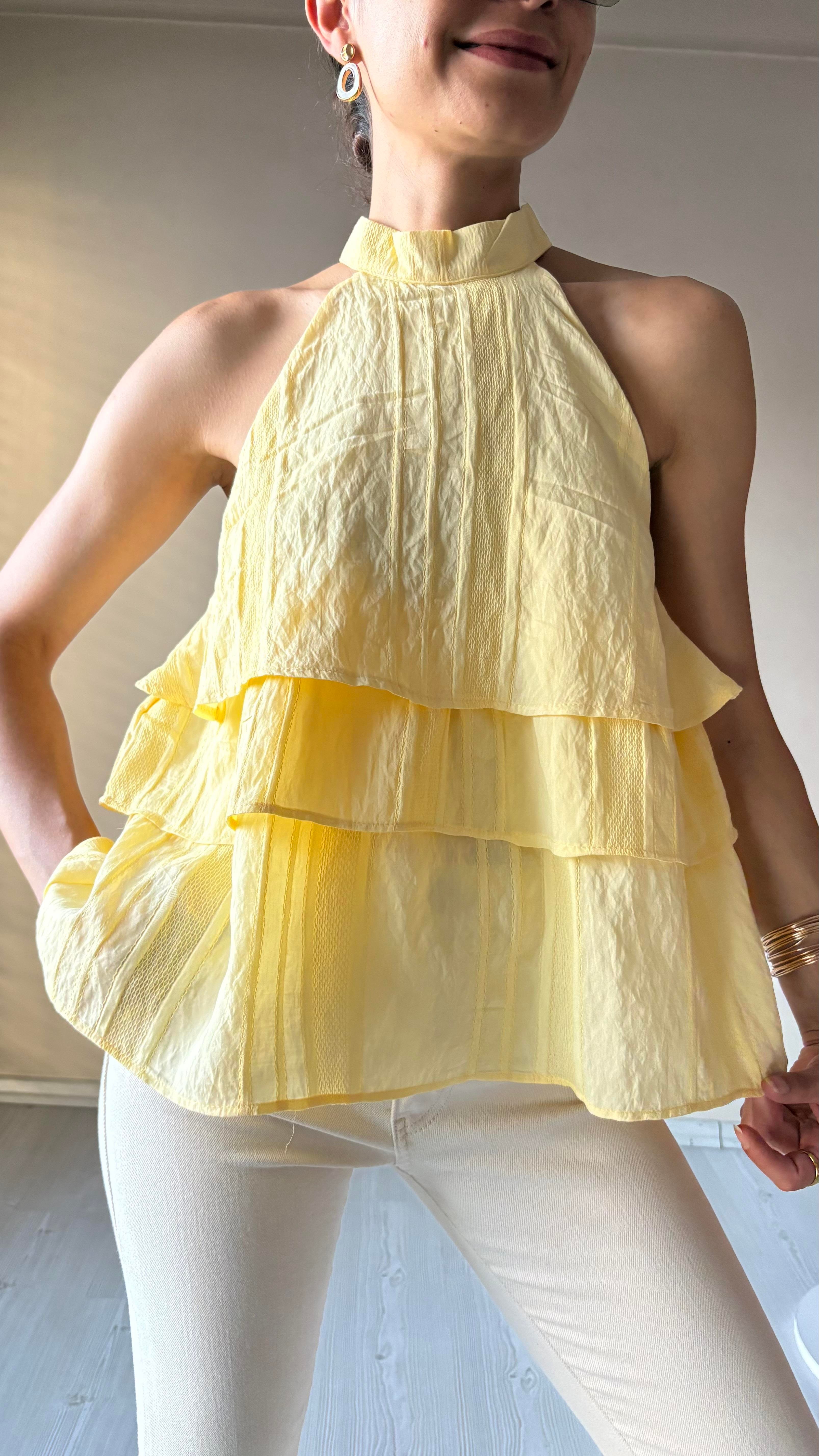 Katlı Ense düğmeli Bluzlar