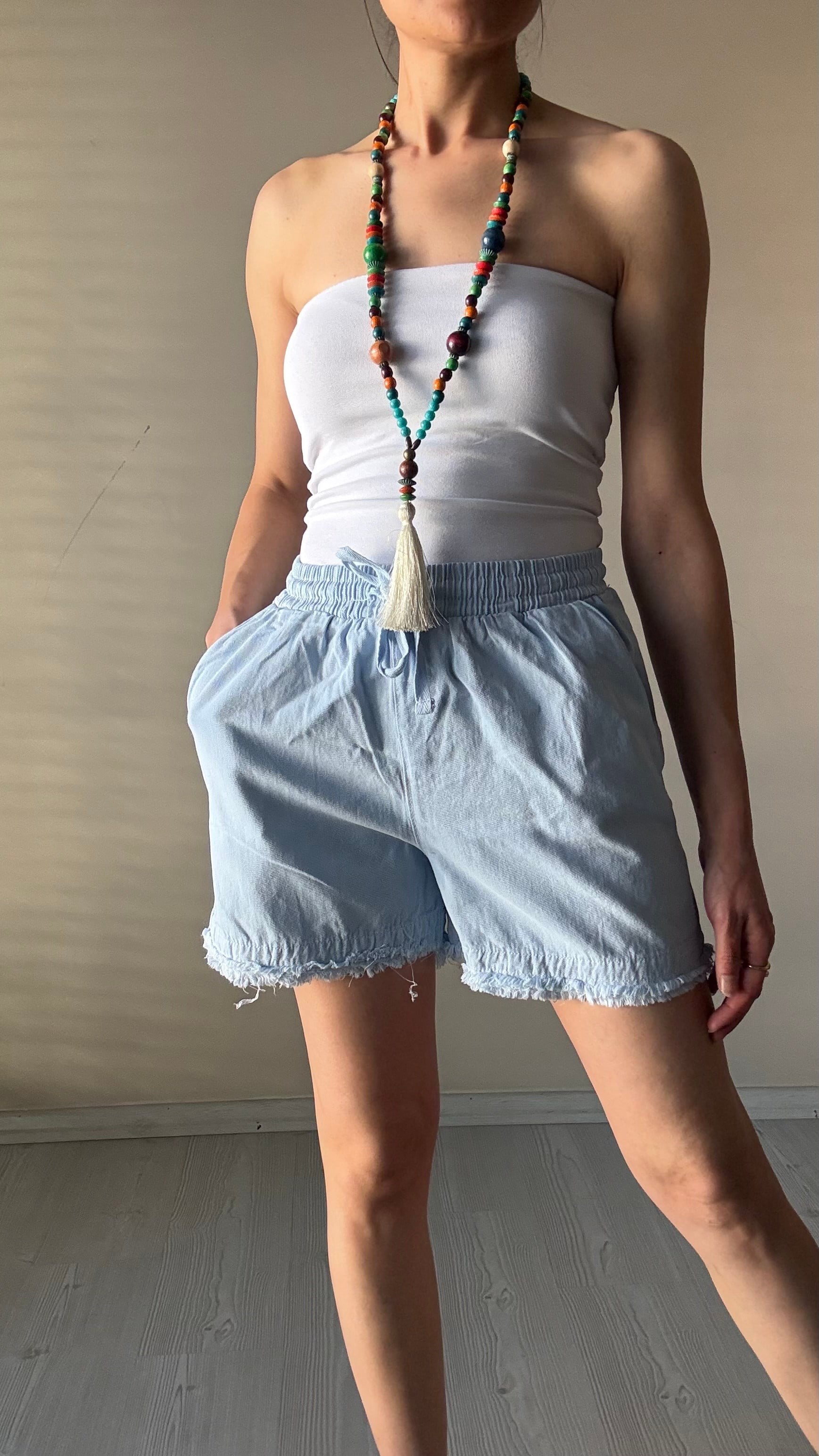 Mavi Gabardin Şort 