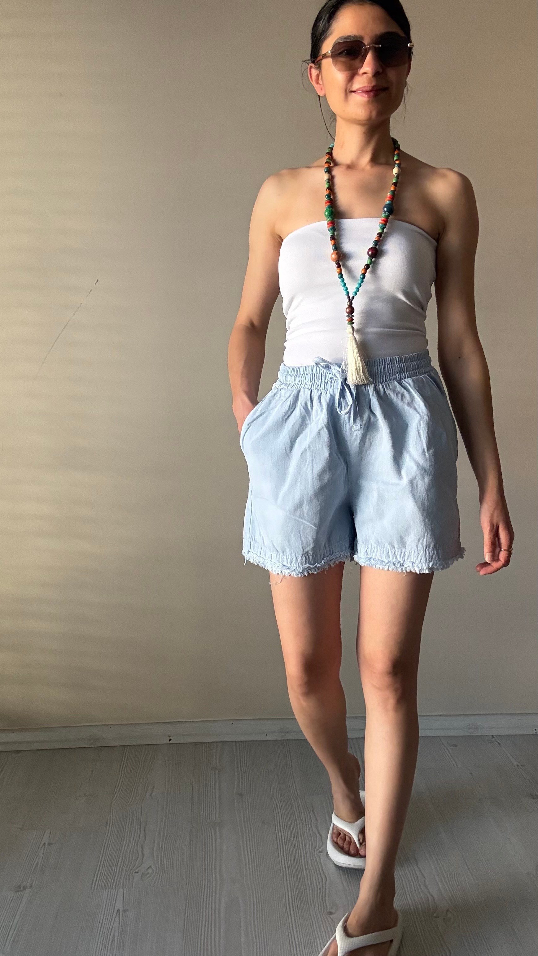 Mavi Gabardin Şort 