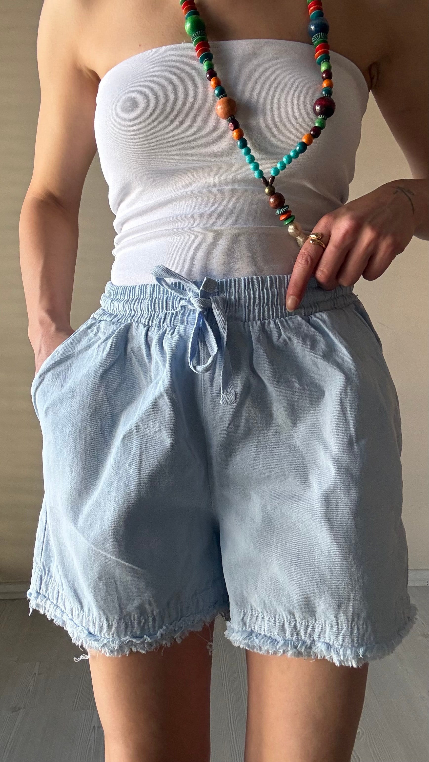 Mavi Gabardin Şort 
