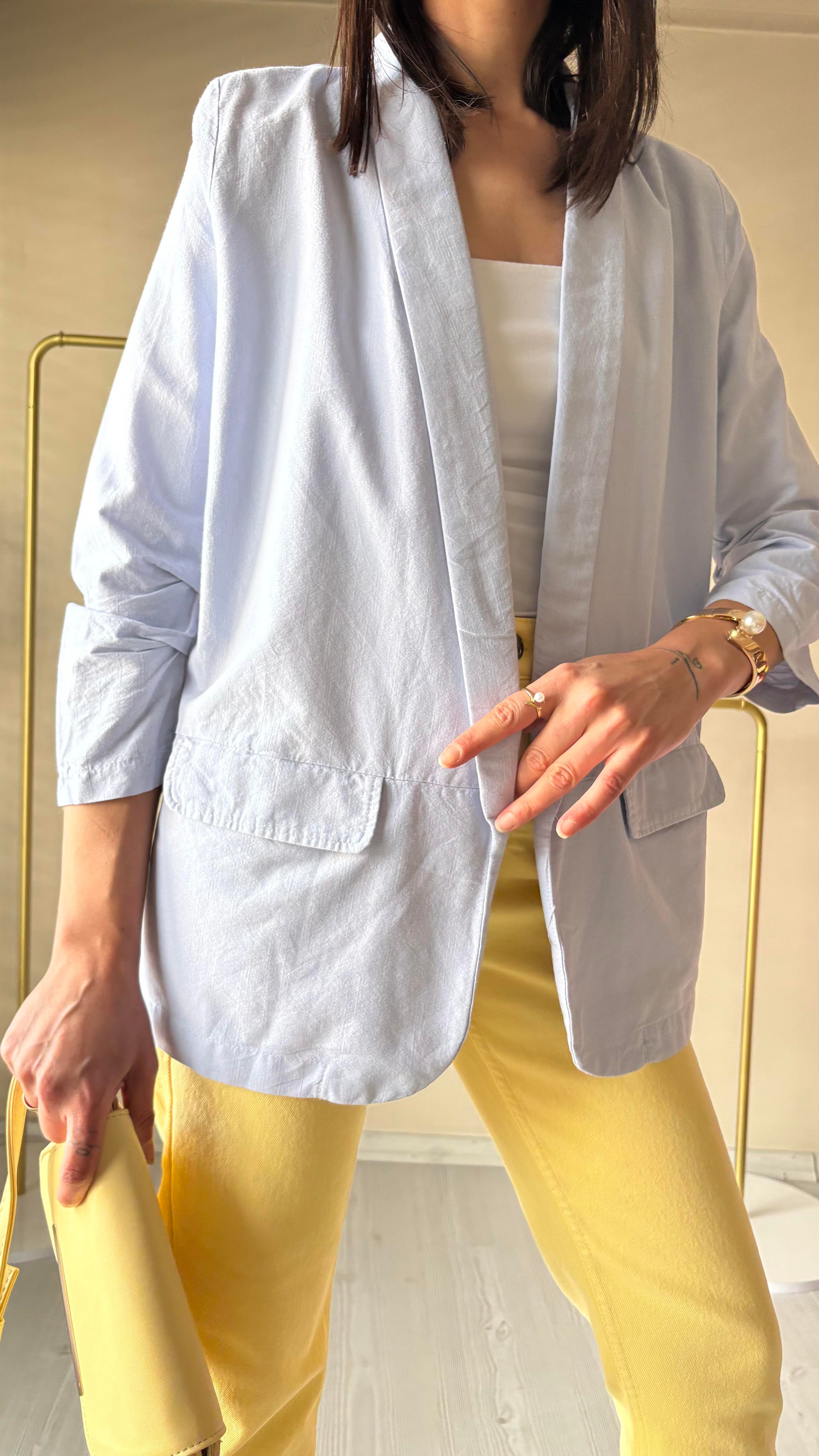 Mavi Keten Blazer Ceket