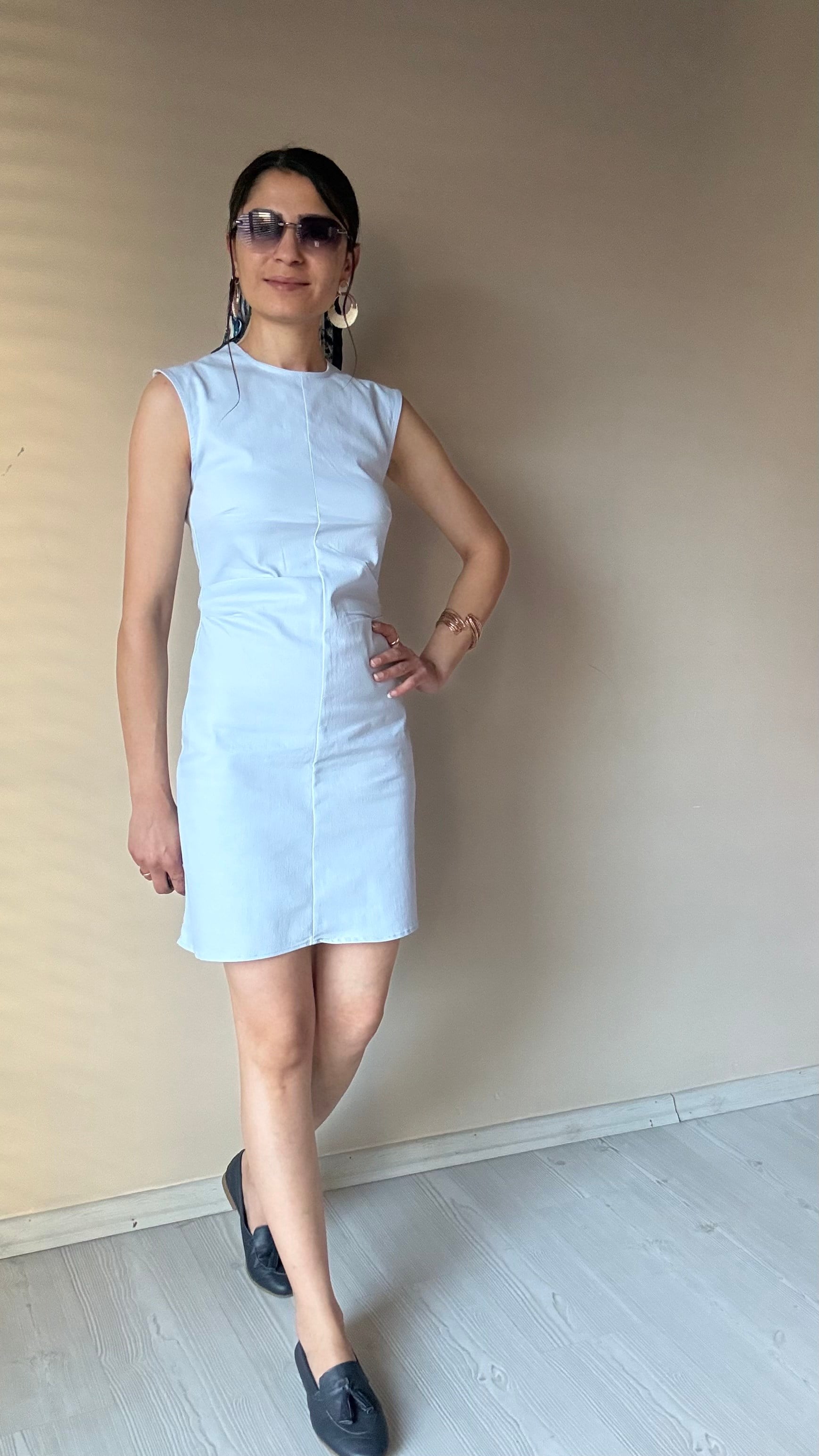 Mavi Likralı Elbise