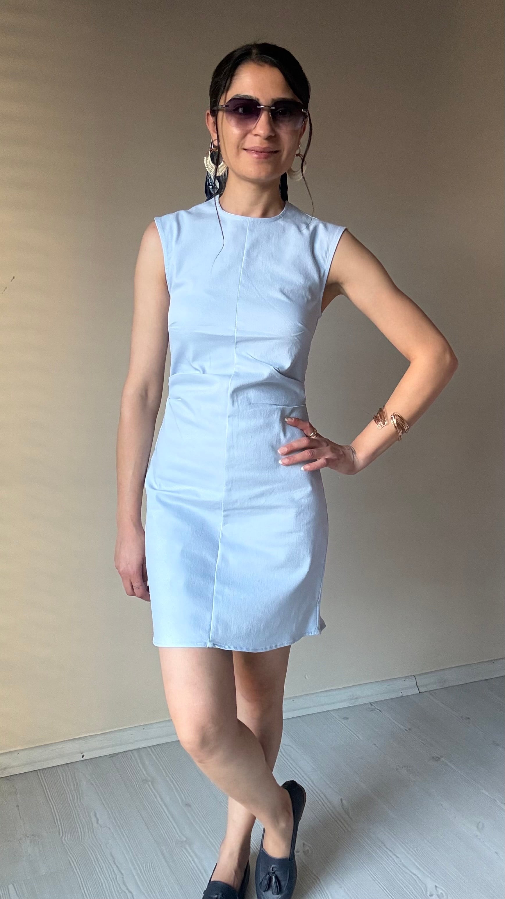 Mavi Likralı Elbise