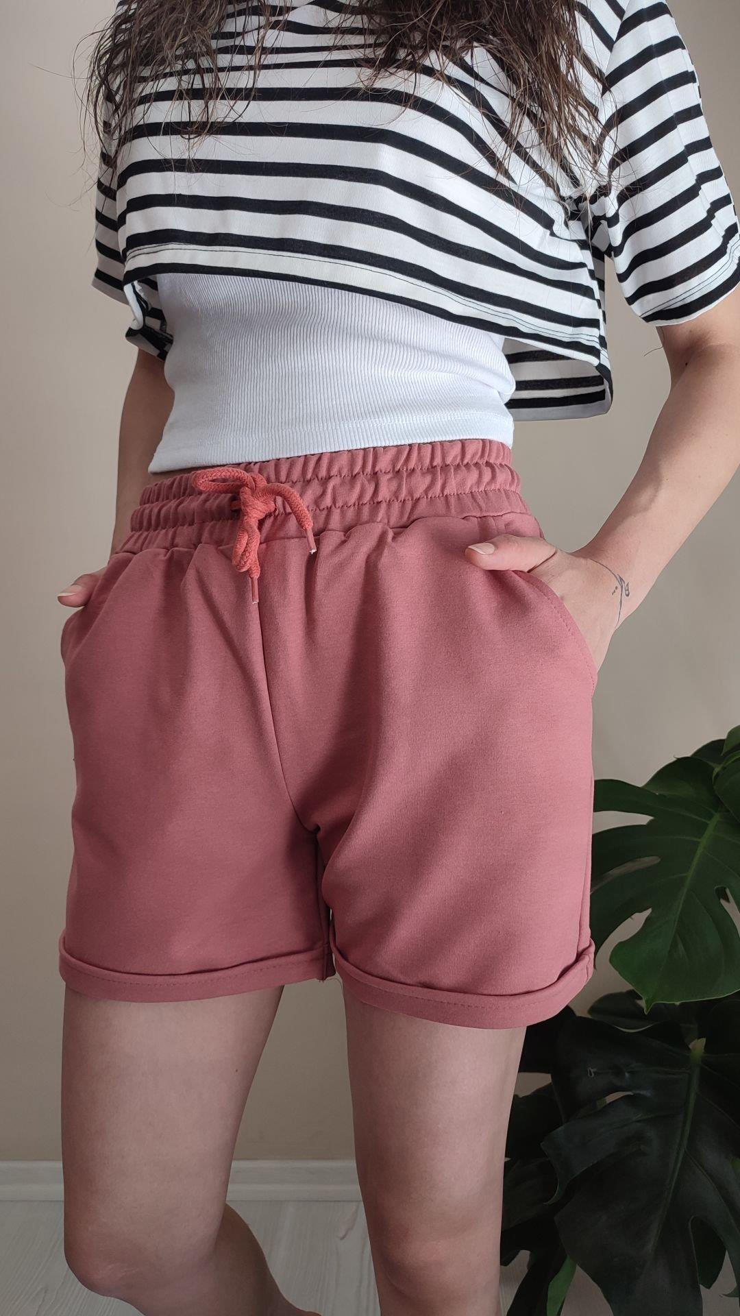 Mercan basic penye şort