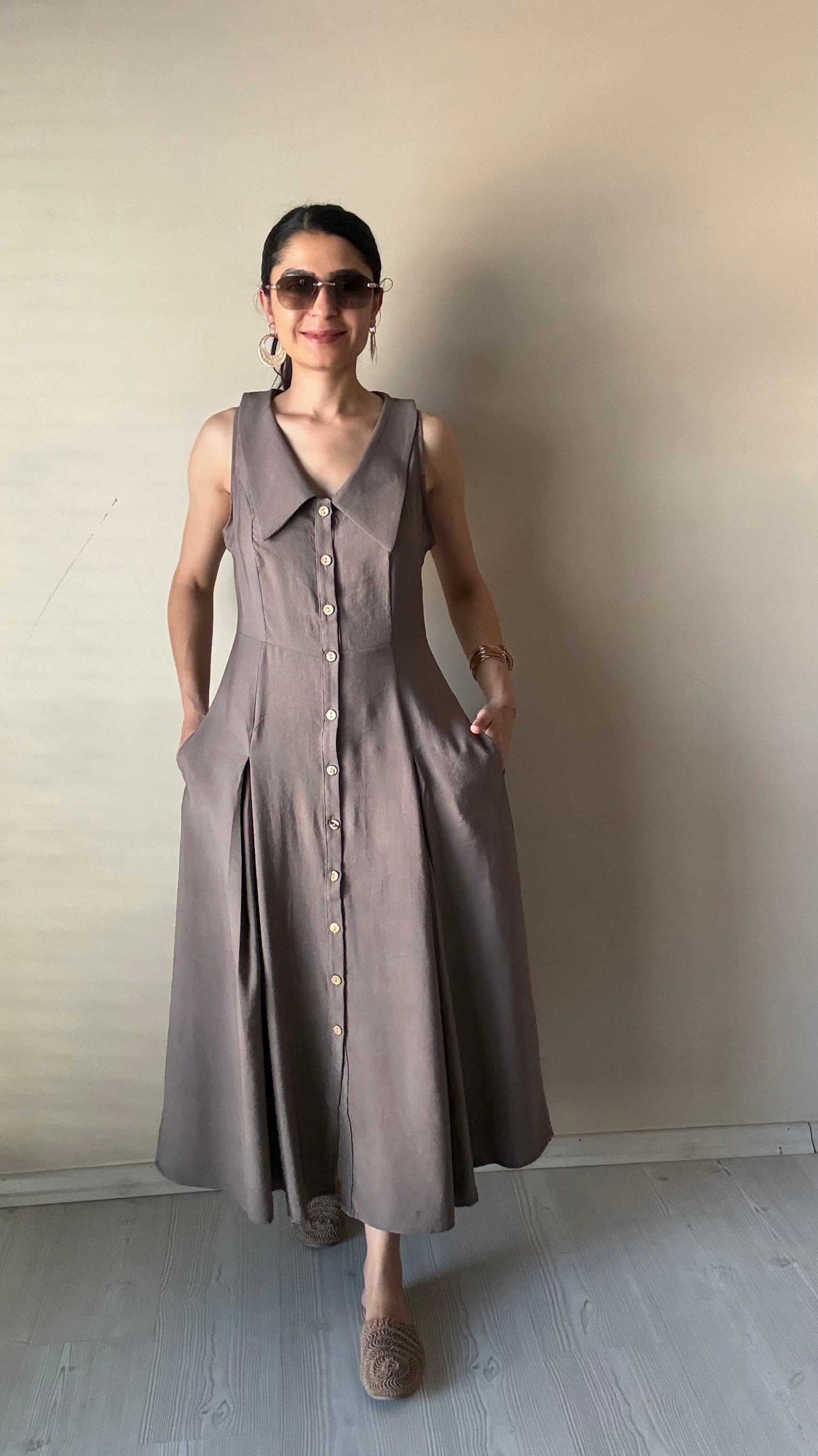 Nude Cupra Düğmeli Elbise