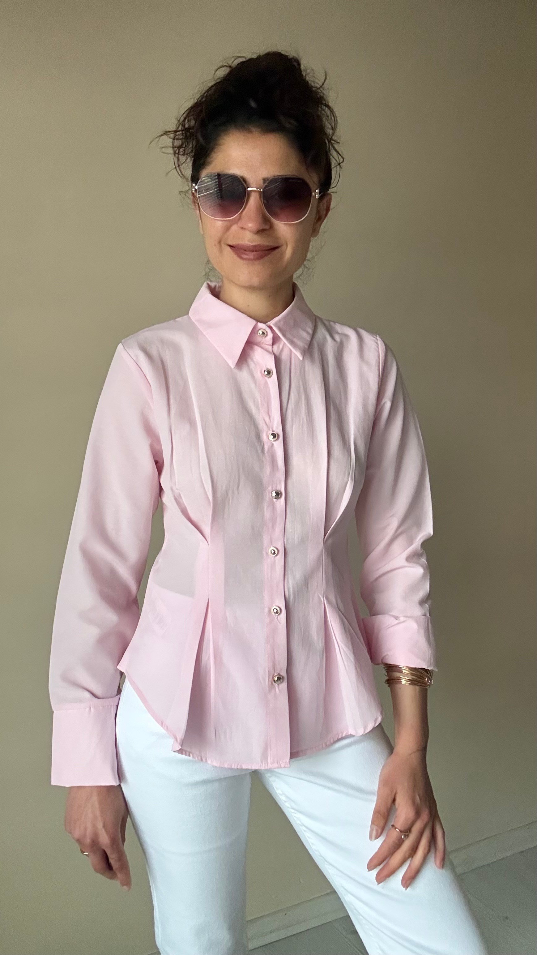 Pembe Bel Pensli Gömlek