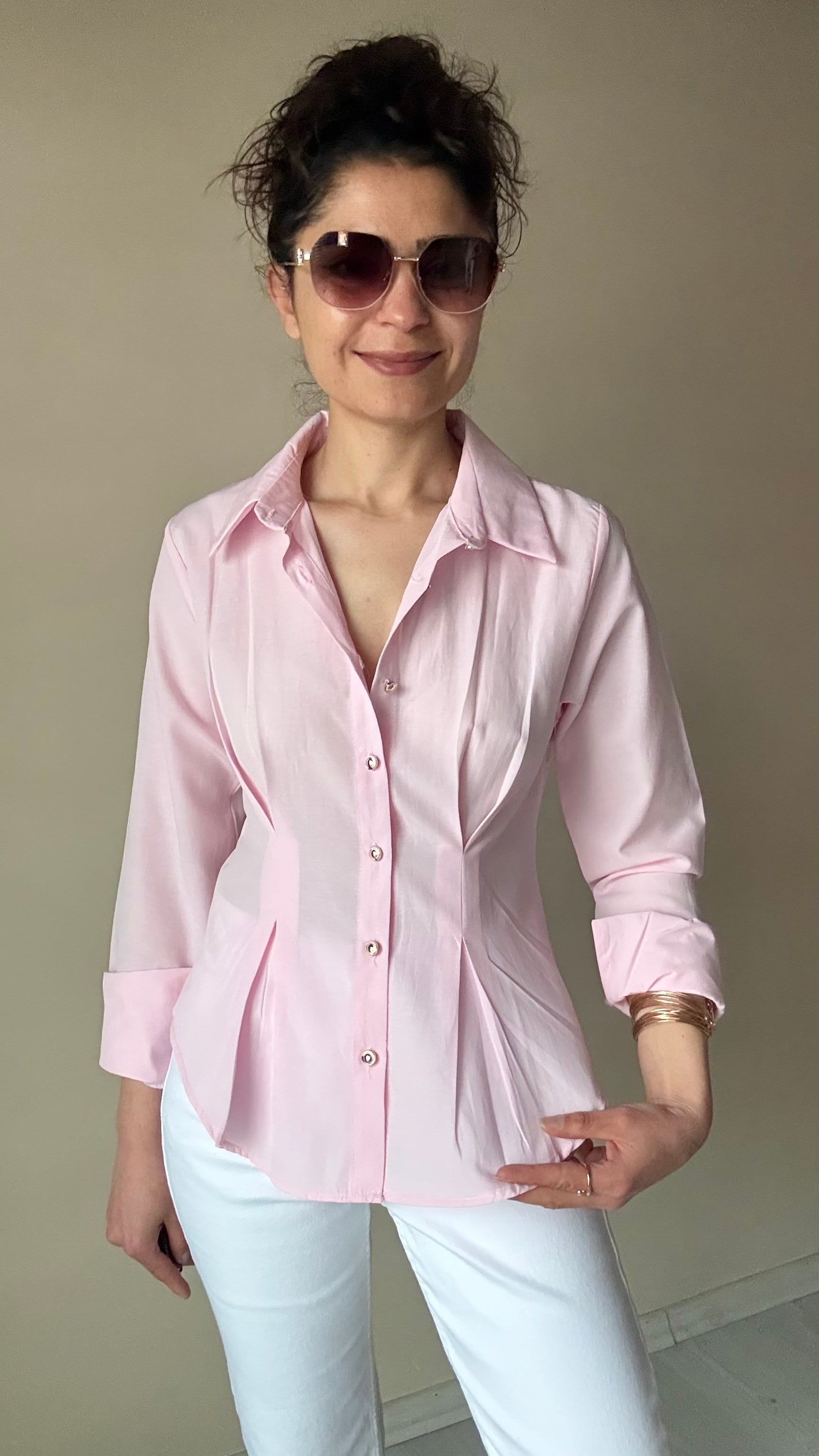 Pembe Bel Pensli Gömlek