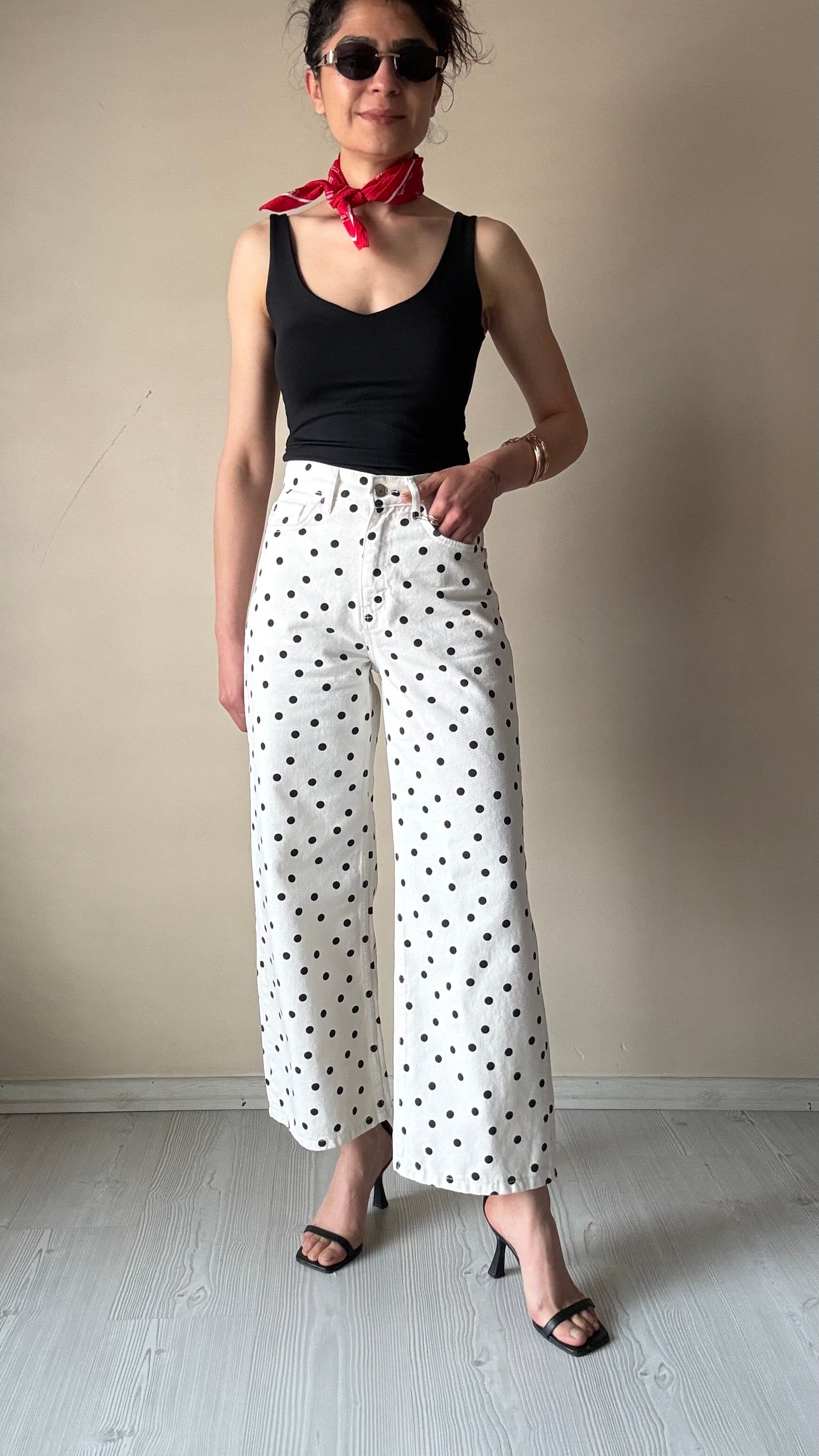 Puantiyeli Wide Leg Jean 