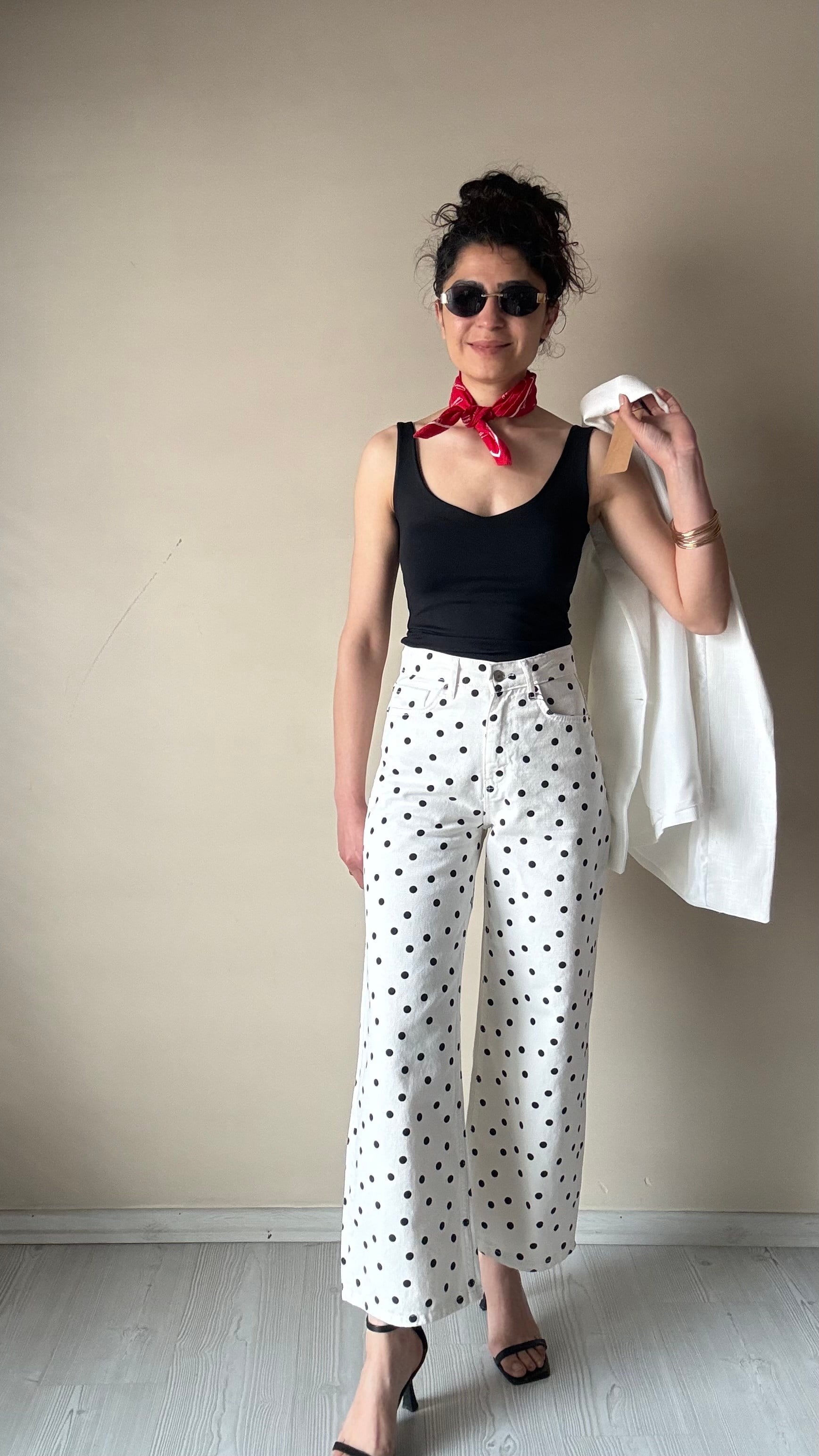 Puantiyeli Wide Leg Jean 