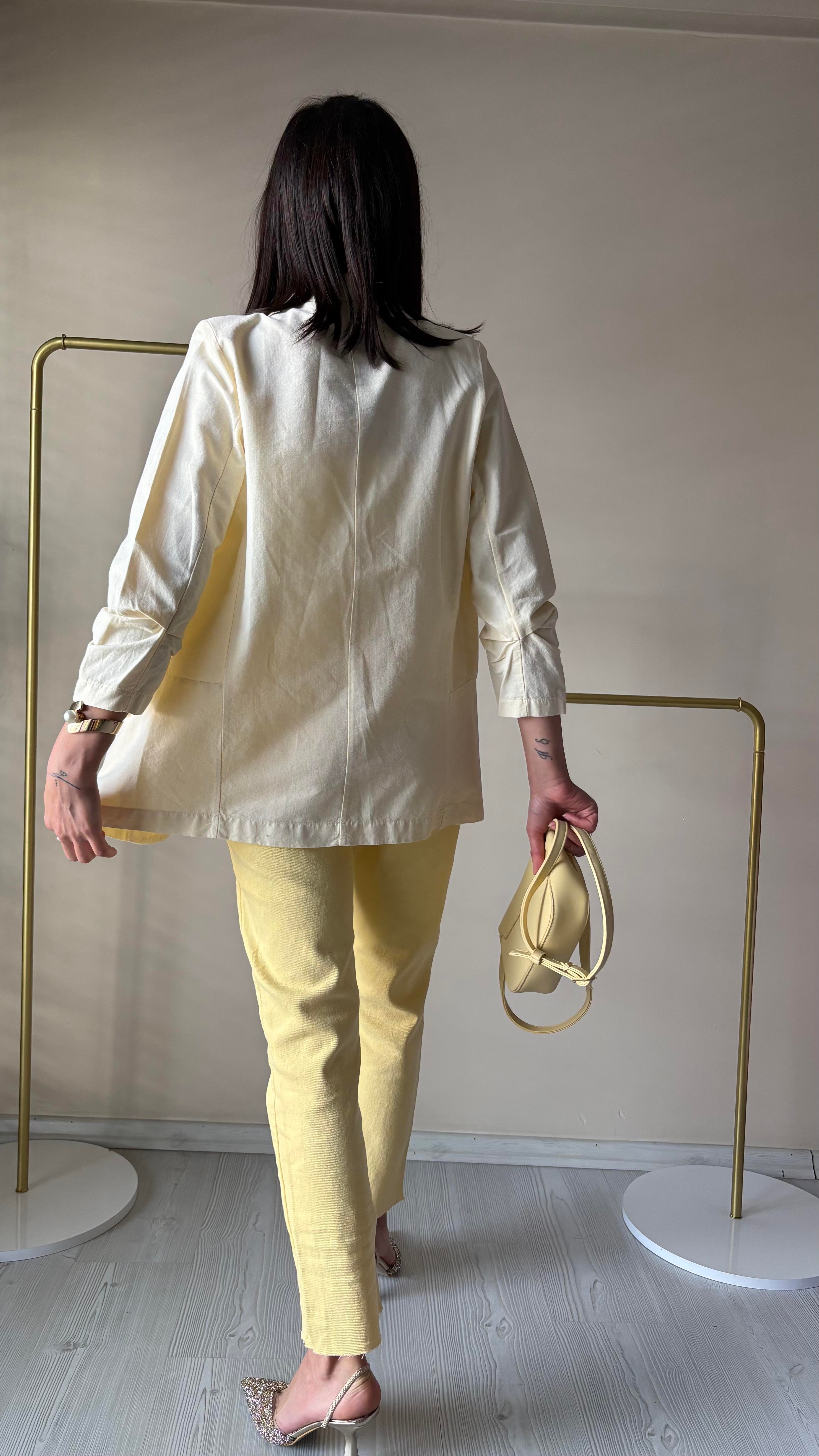 Sarı Keten Blazer Ceket