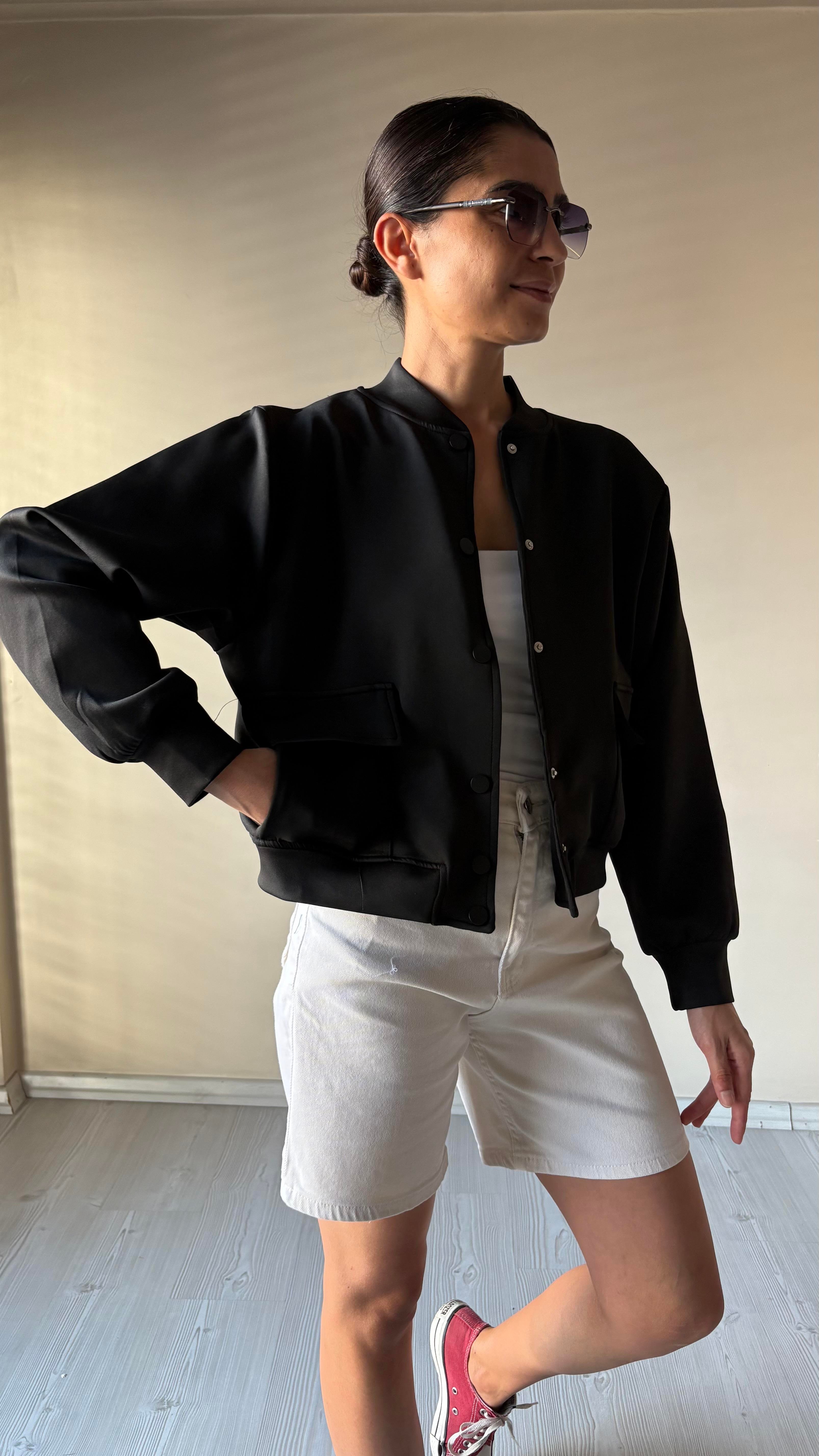 Siyah Bomber Ceket