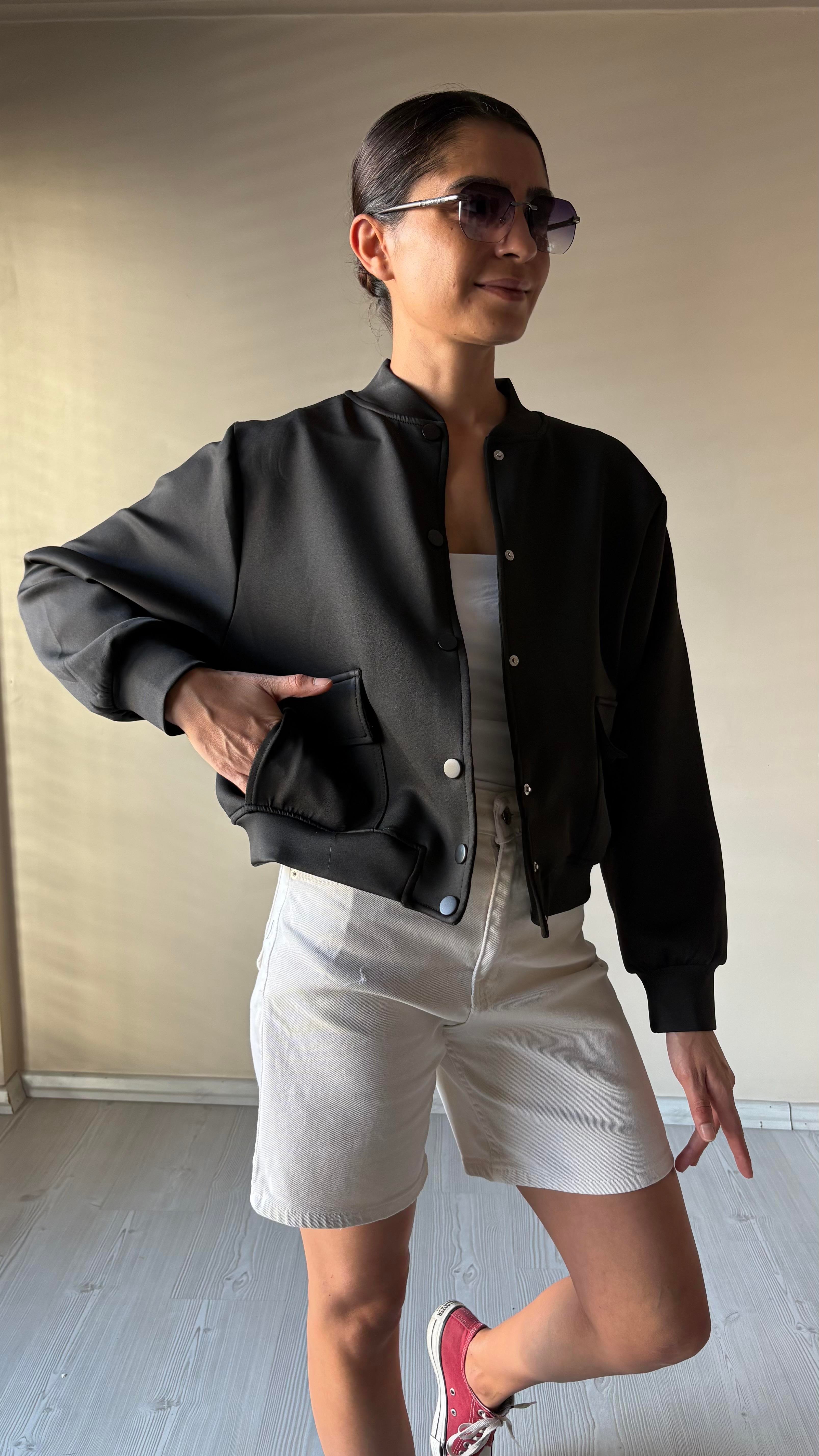Siyah Bomber Ceket