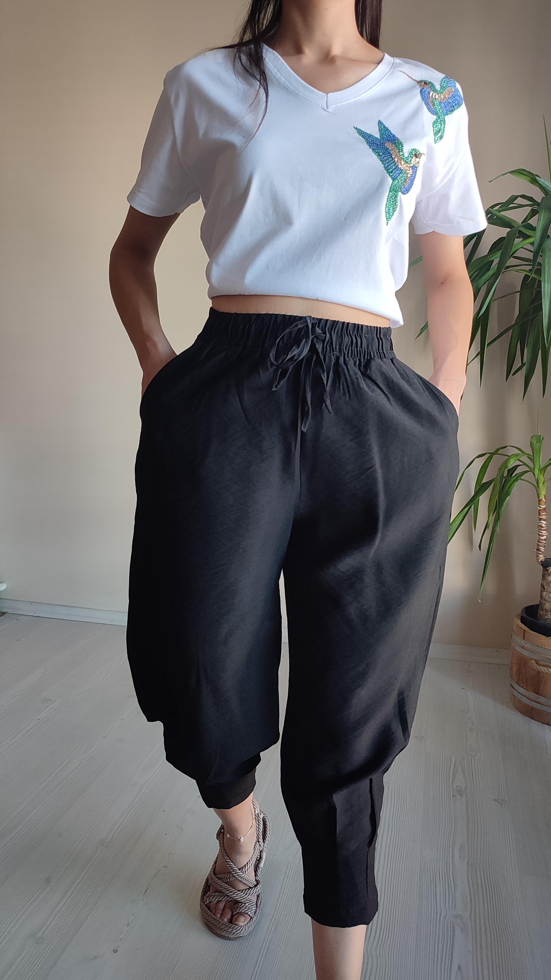 Siyah paça pensli Pantolon 