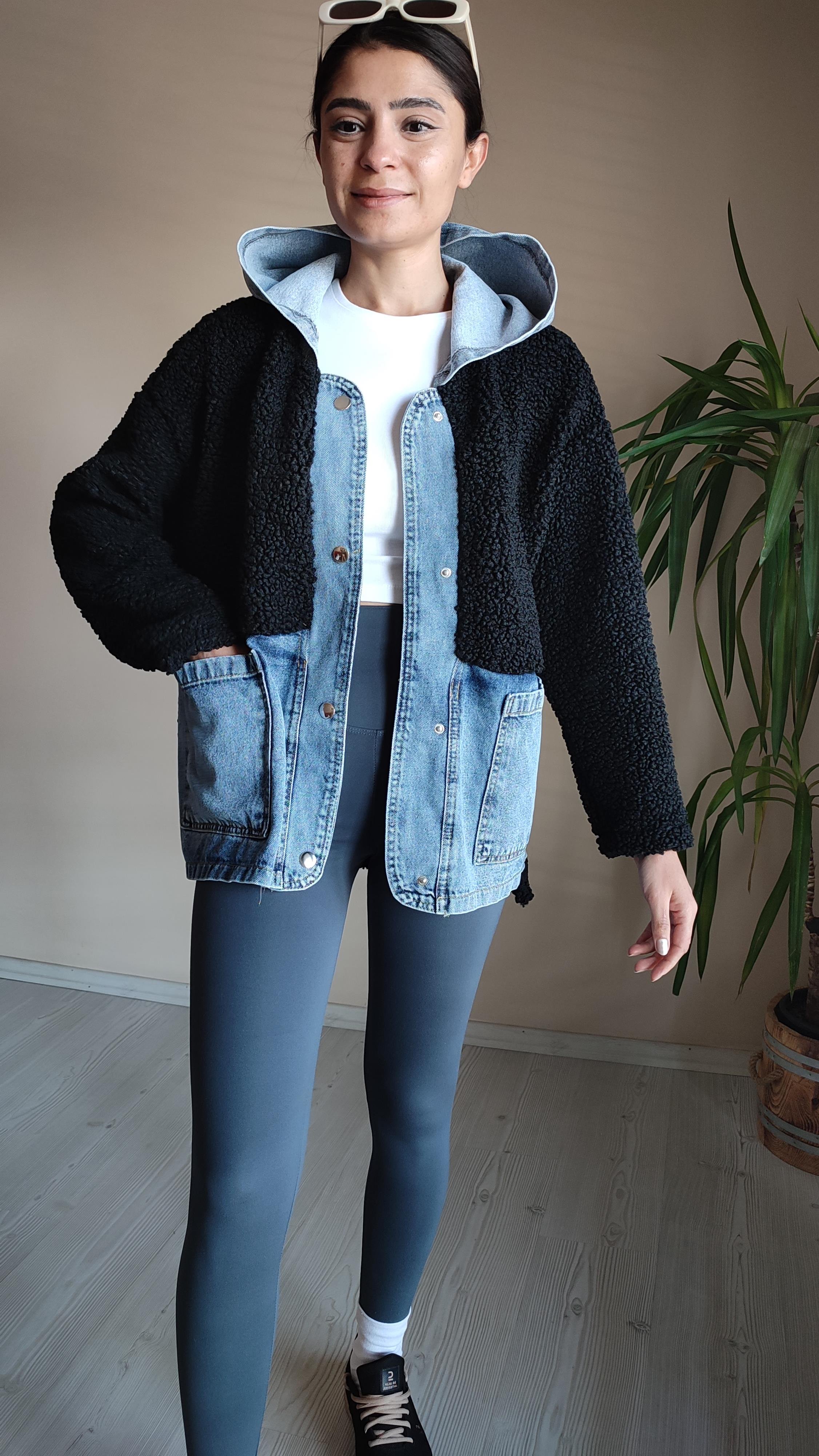 Siyah Teddy Jean Ceket 