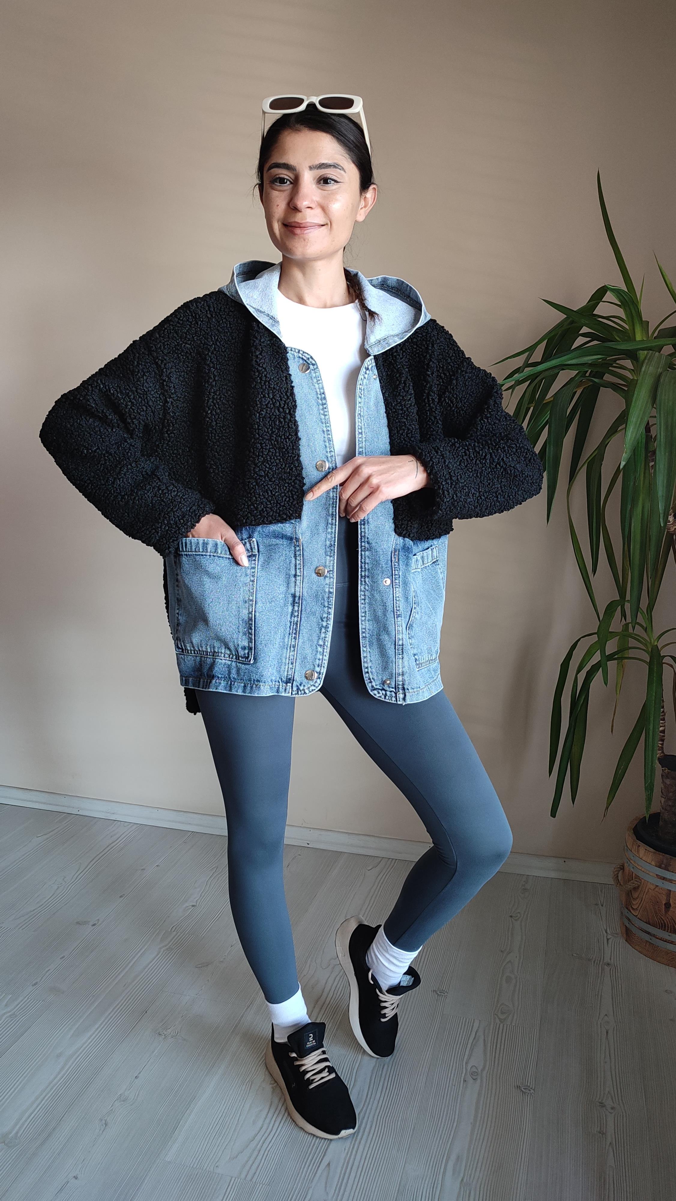 Siyah Teddy Jean Ceket 