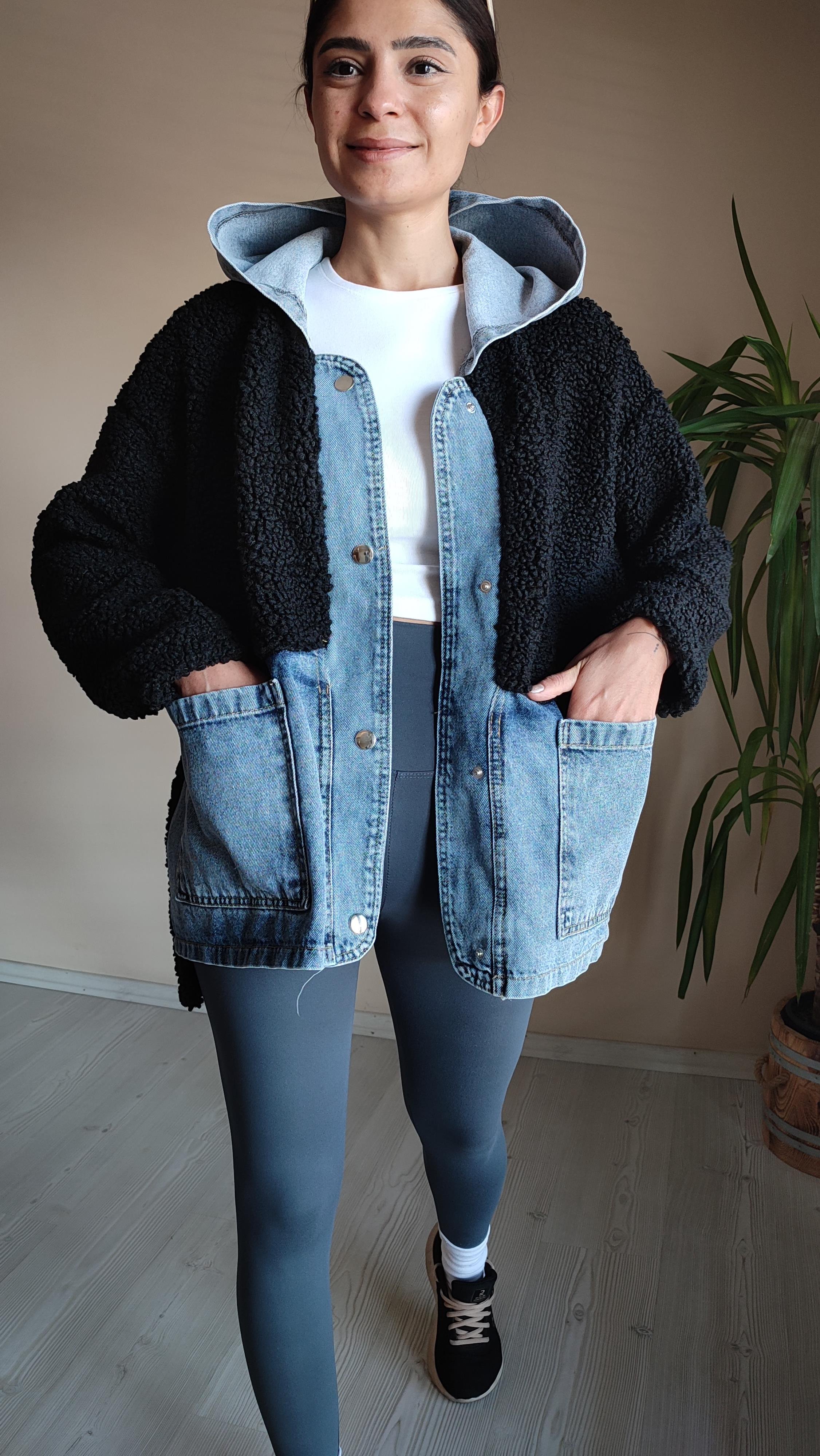 Siyah Teddy Jean Ceket 