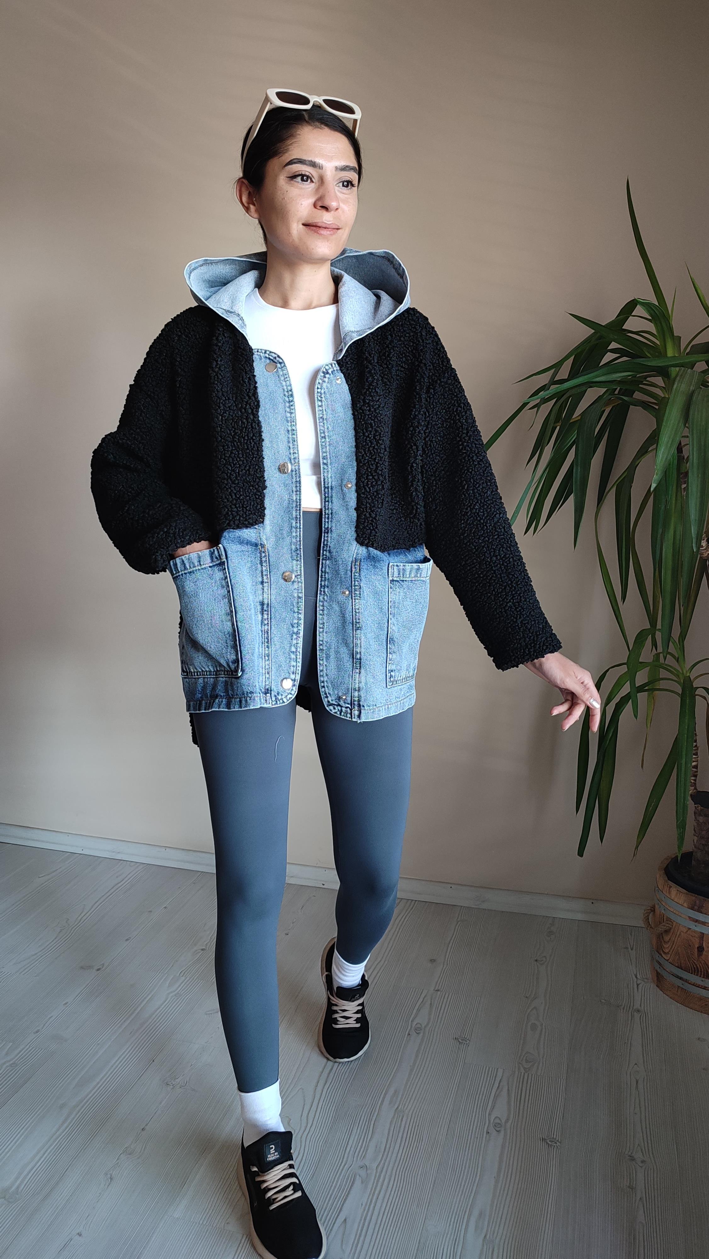 Siyah Teddy Jean Ceket 