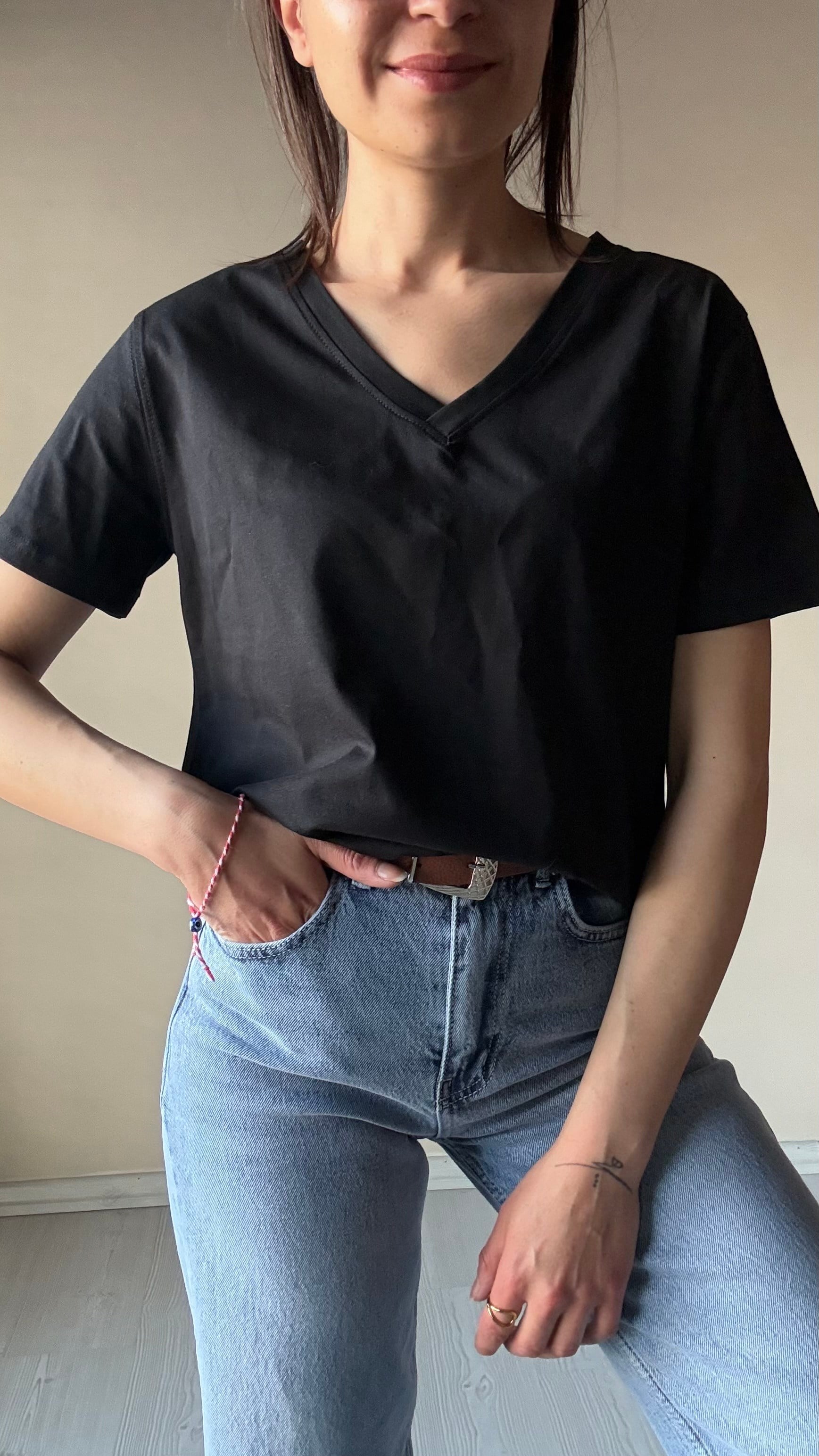 V yaka Kompakt Basic Tshırt 