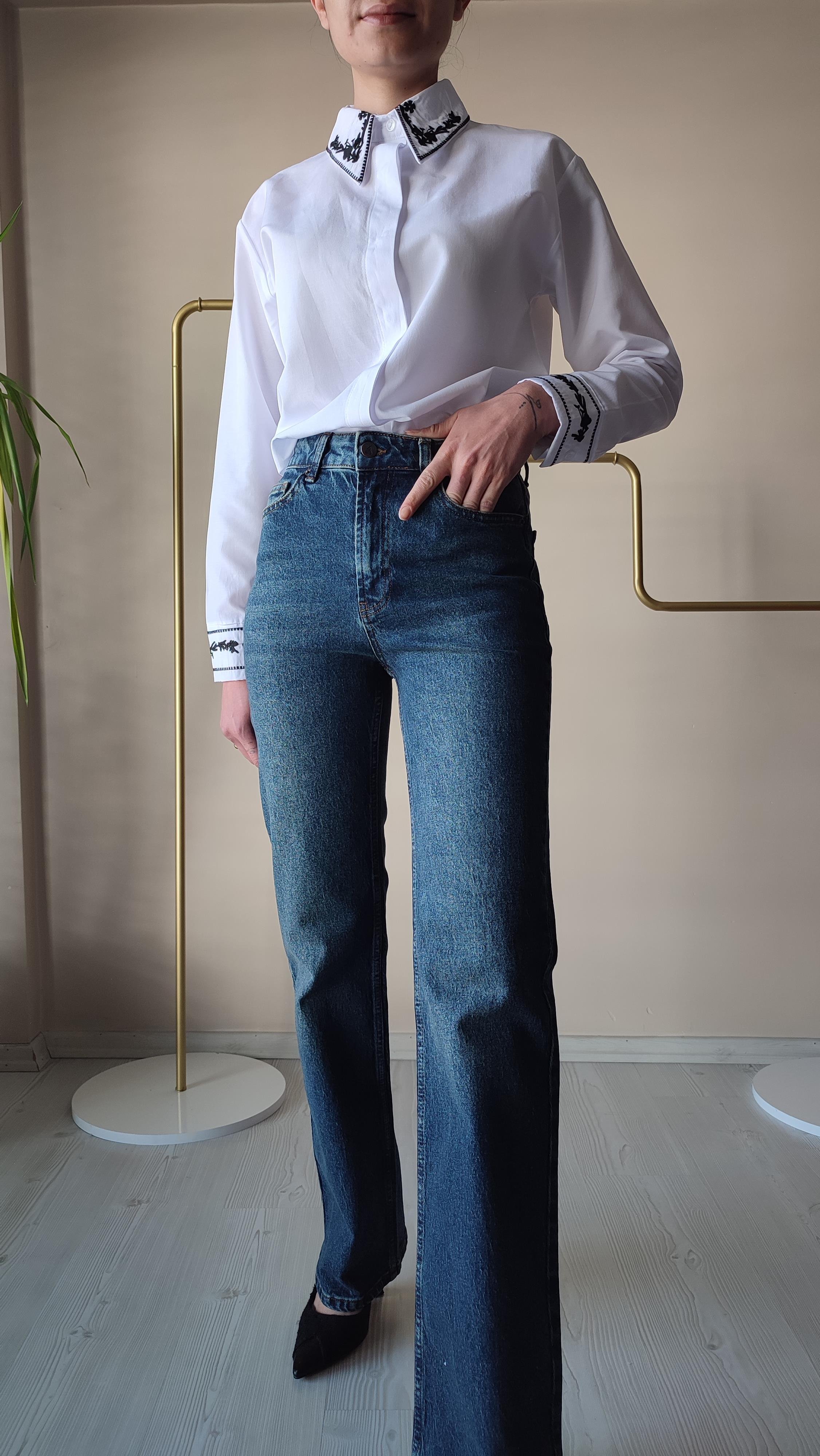 Xlove Koyu mavi Tintli dik paça Jean 