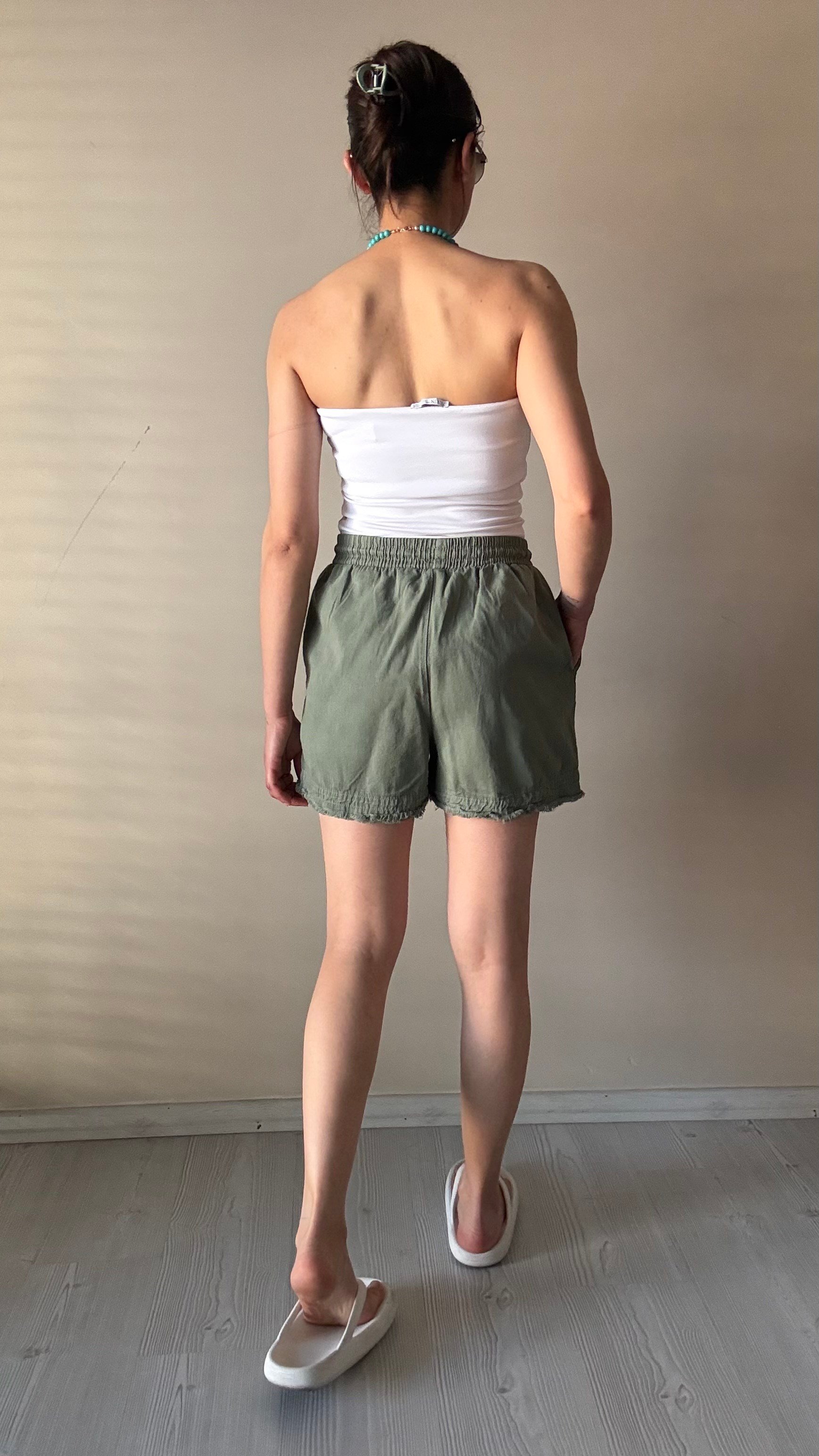 Yeşil Gabardin Şort 
