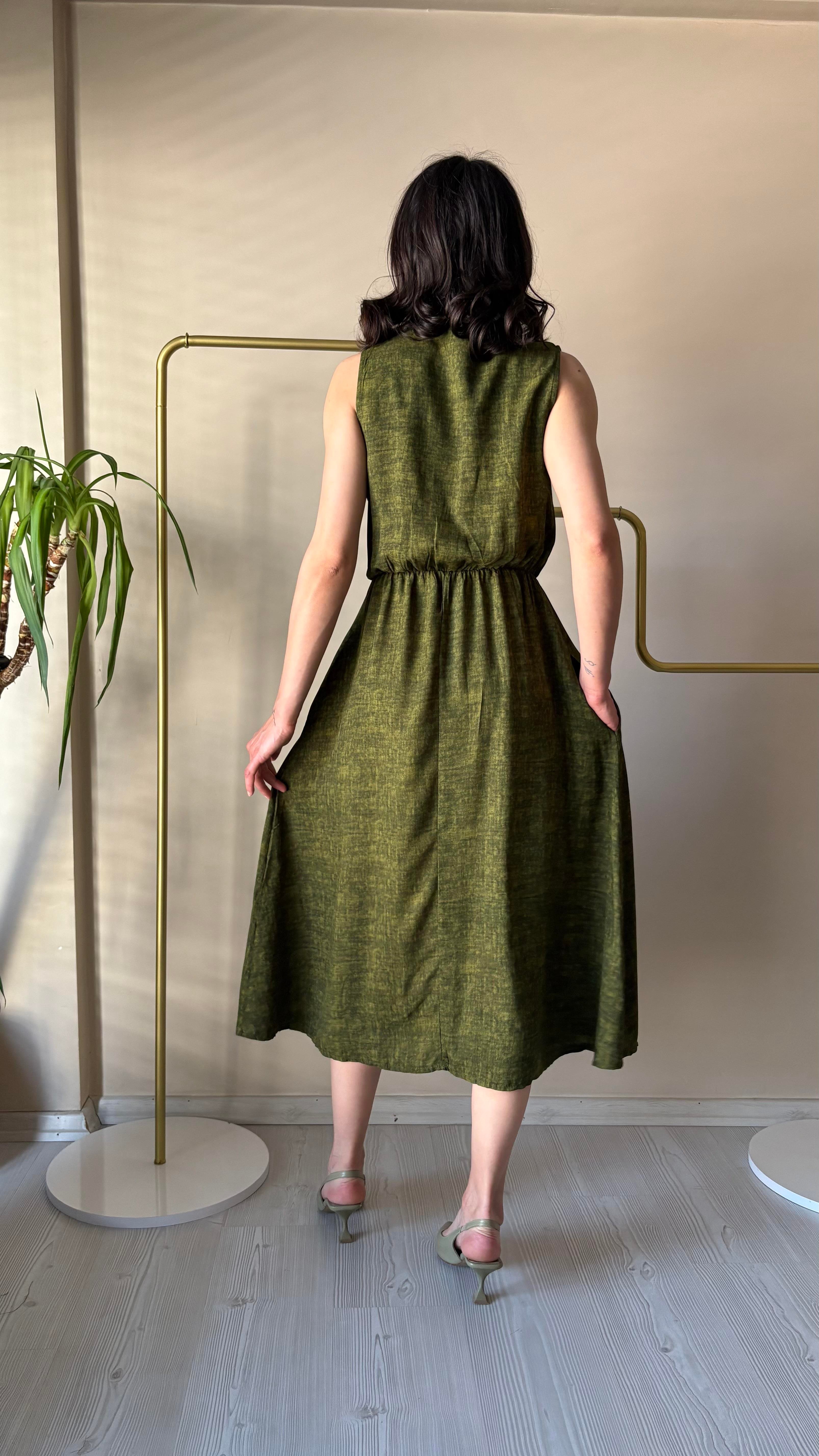 Yeşil Md dik yaka Elbise 