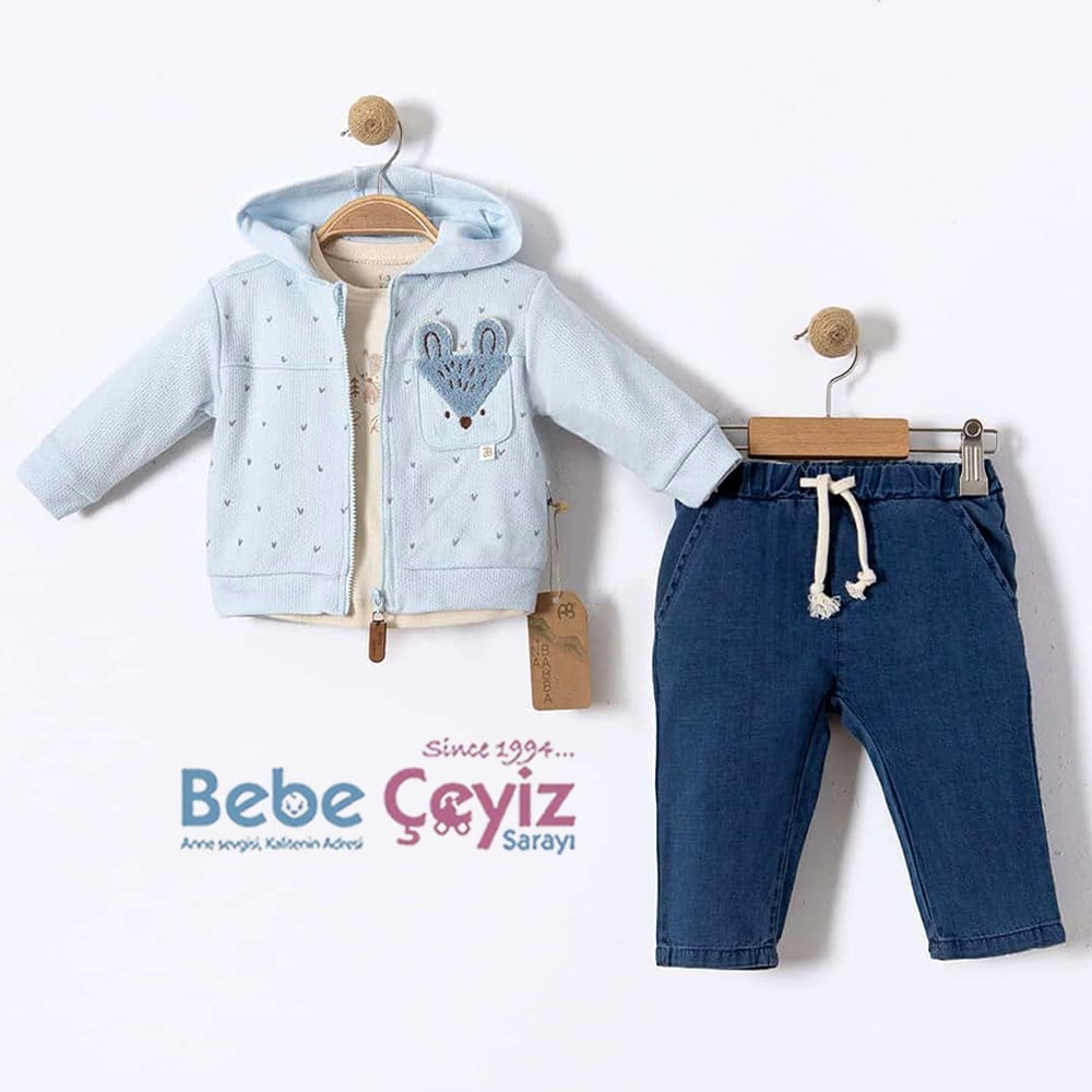 ANNABABBA Fox Süzene Hırkalı 3'lü Takım  ( Mavi )
