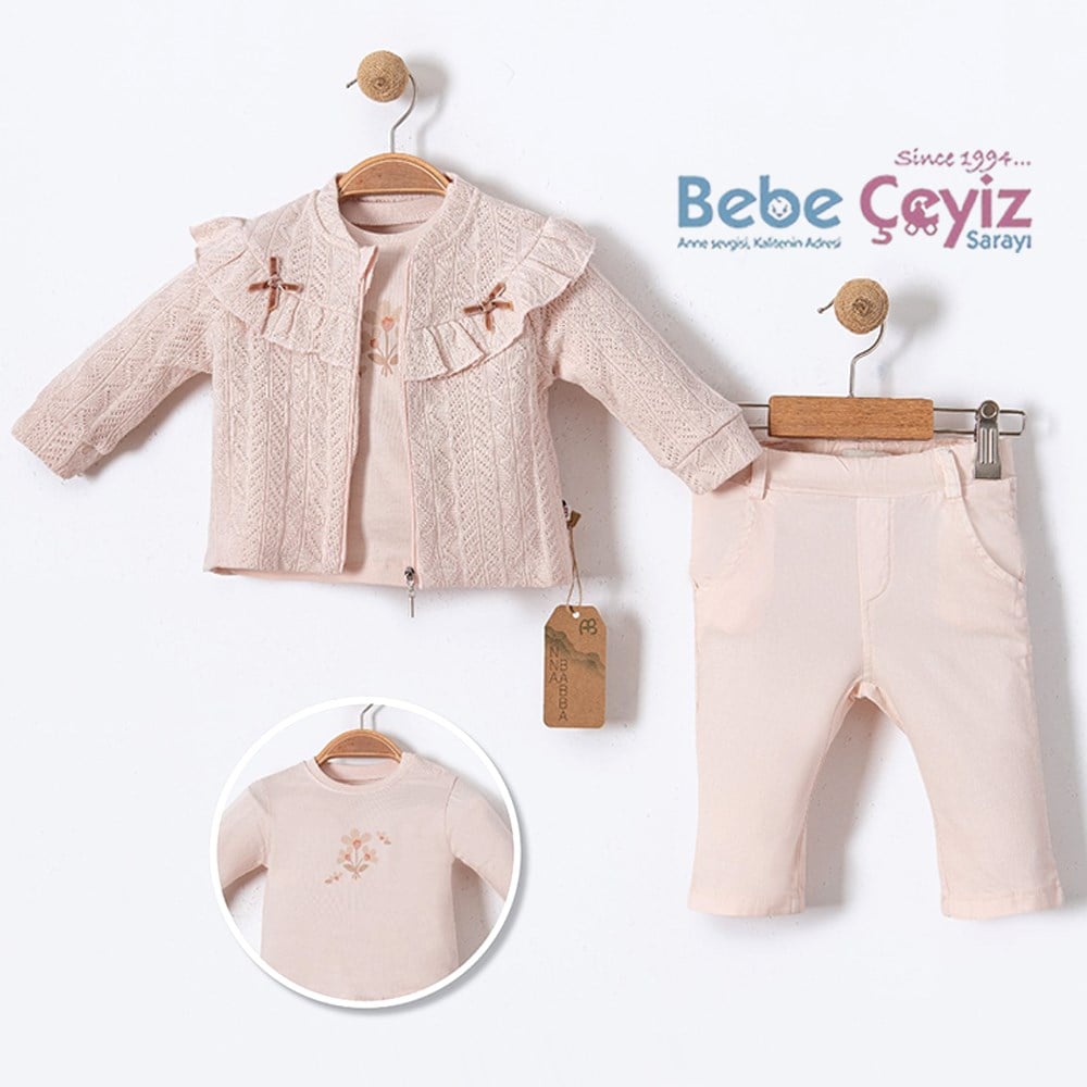 ANNABABBA Pretty Hırkalı 3'lü Takım ( Pembe )