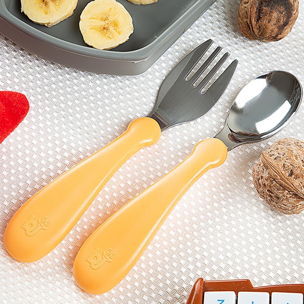 Babyjem Çatal Kaşık Seti Paslanmaz ( Turuncu )
