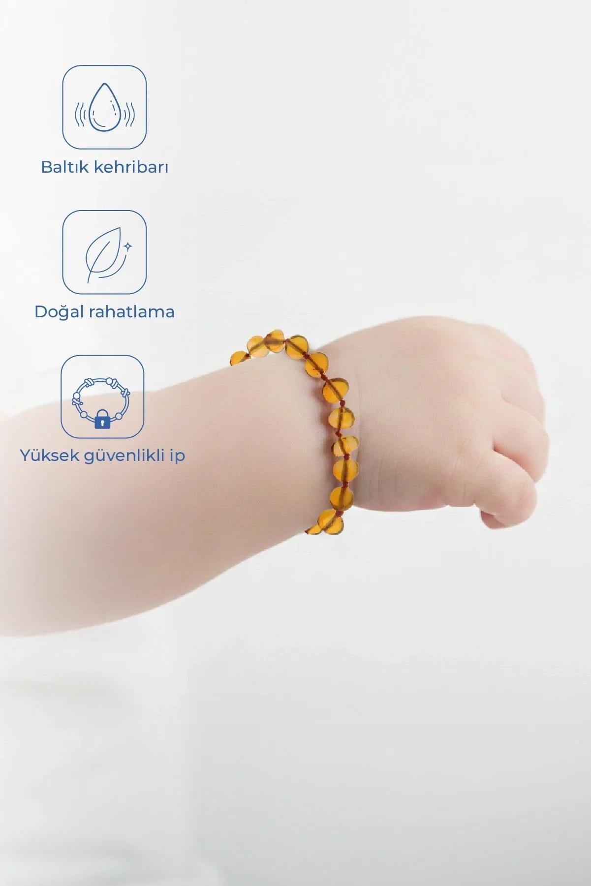 Babyjem Kehribar Gökkuşağı Bebek Bilekliği