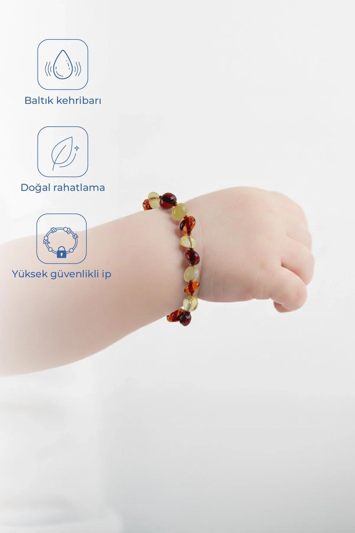 Babyjem Kehribar Gökkuşağı Bebek Bilekliği