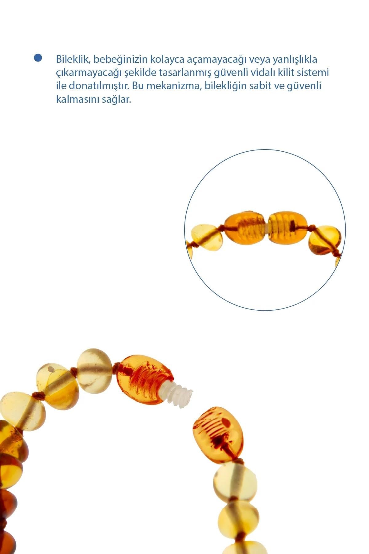 Babyjem Kehribar Gökkuşağı Bebek Bilekliği