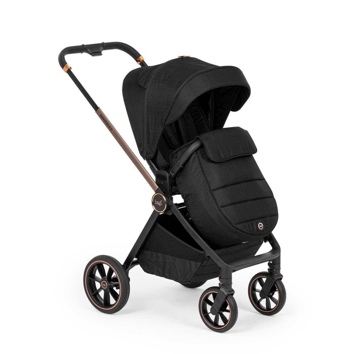 BAGİ Easyfold 5 Araba Black Gold - Bagi Capsule i-Size Oto Koltuğu Gri Travel Sistem