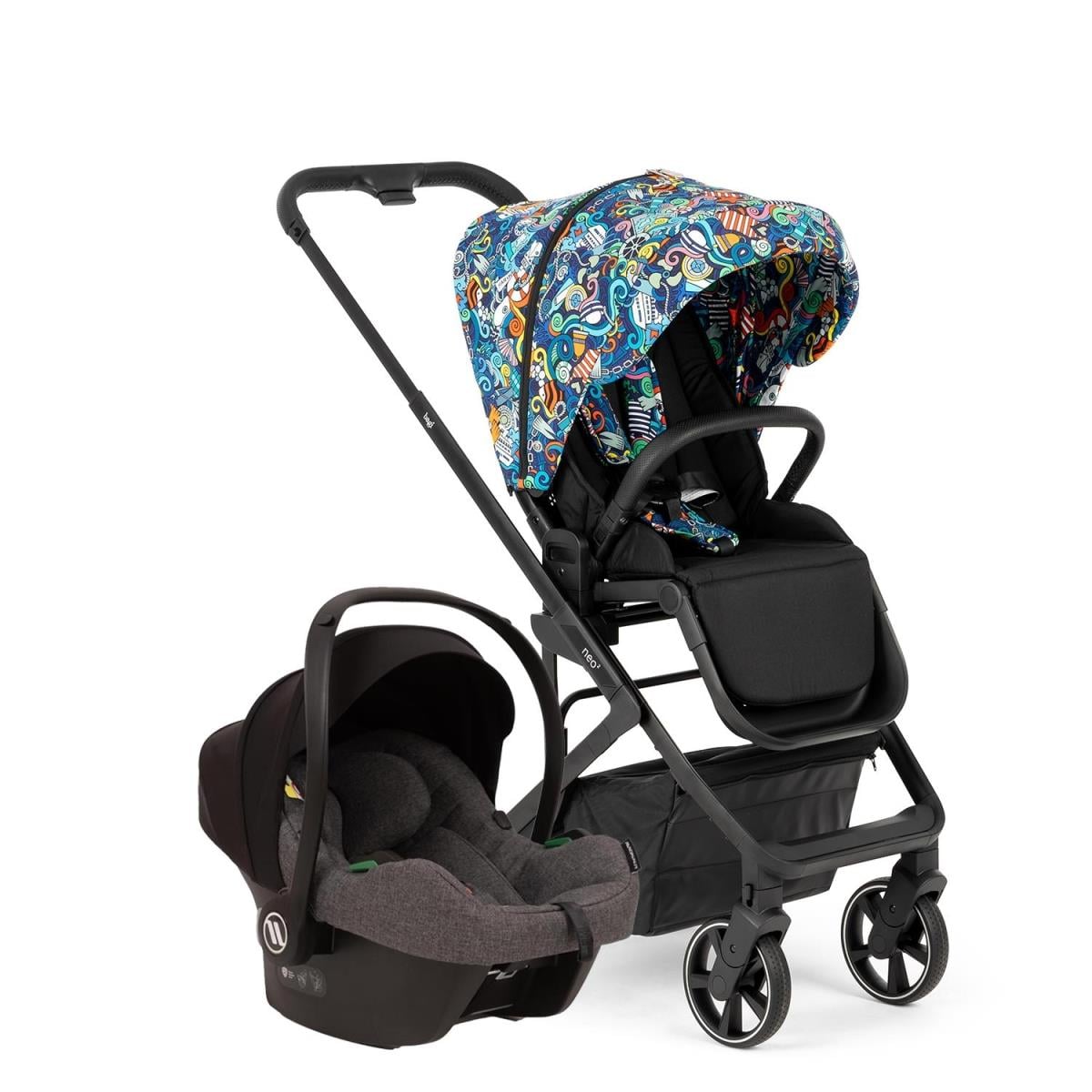 Bagi Neo 2 Bebek Arabası Multicolor - Bagi Capsule i-Size Oto Koltuğu Gri Travel Set