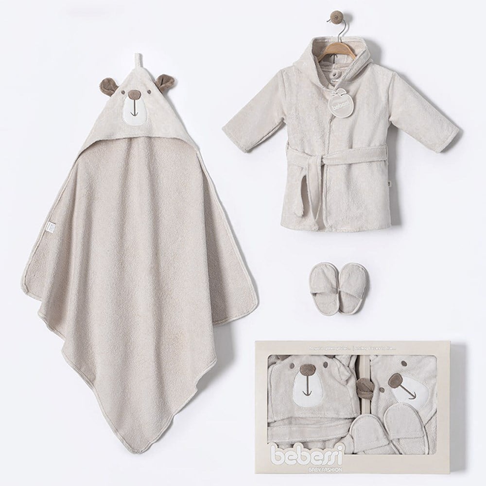 BEBESSİ Big Bear Bornoz Set  ( Gri )