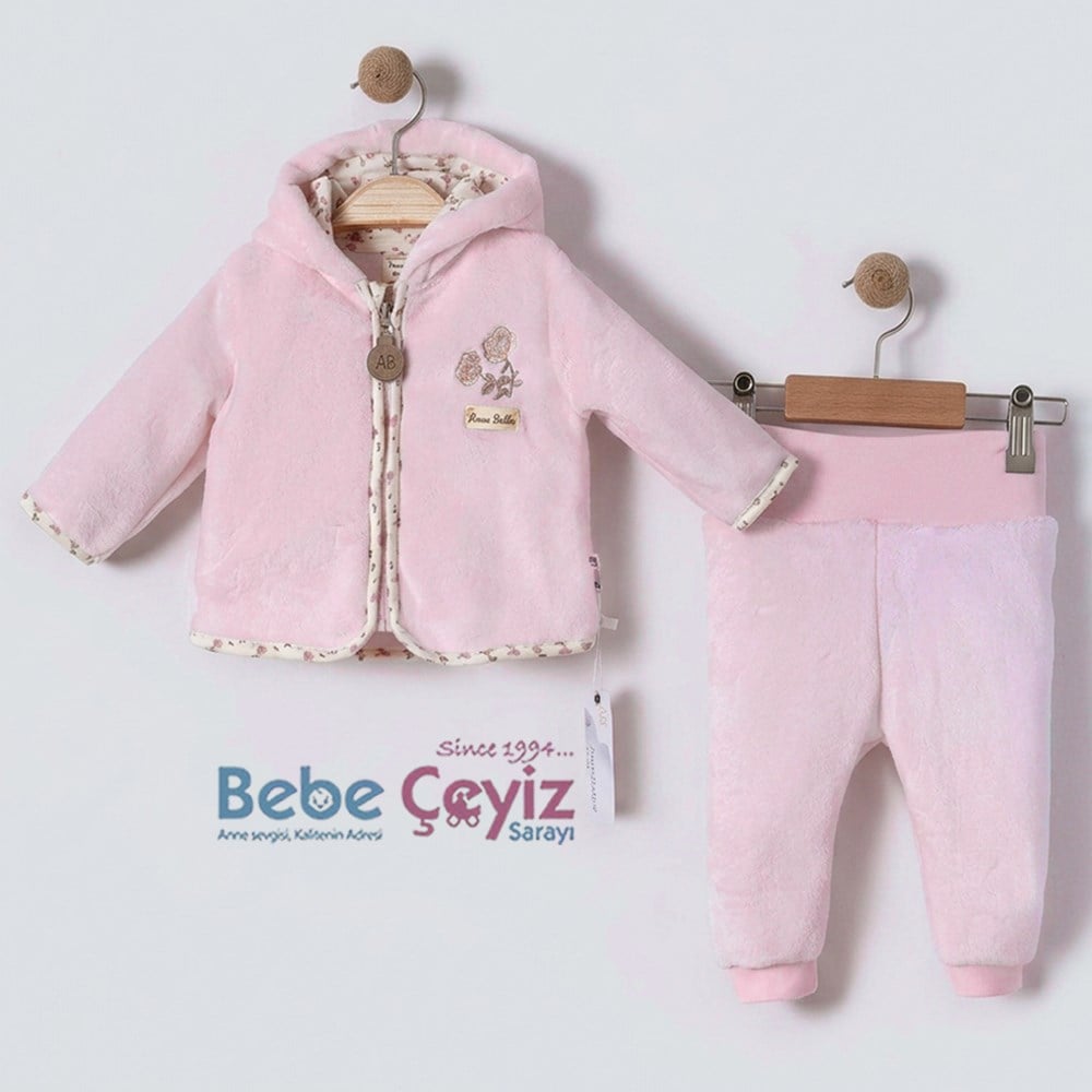 BEBESSİ Hırkalı Olie 2'li Takım ( Pudra )