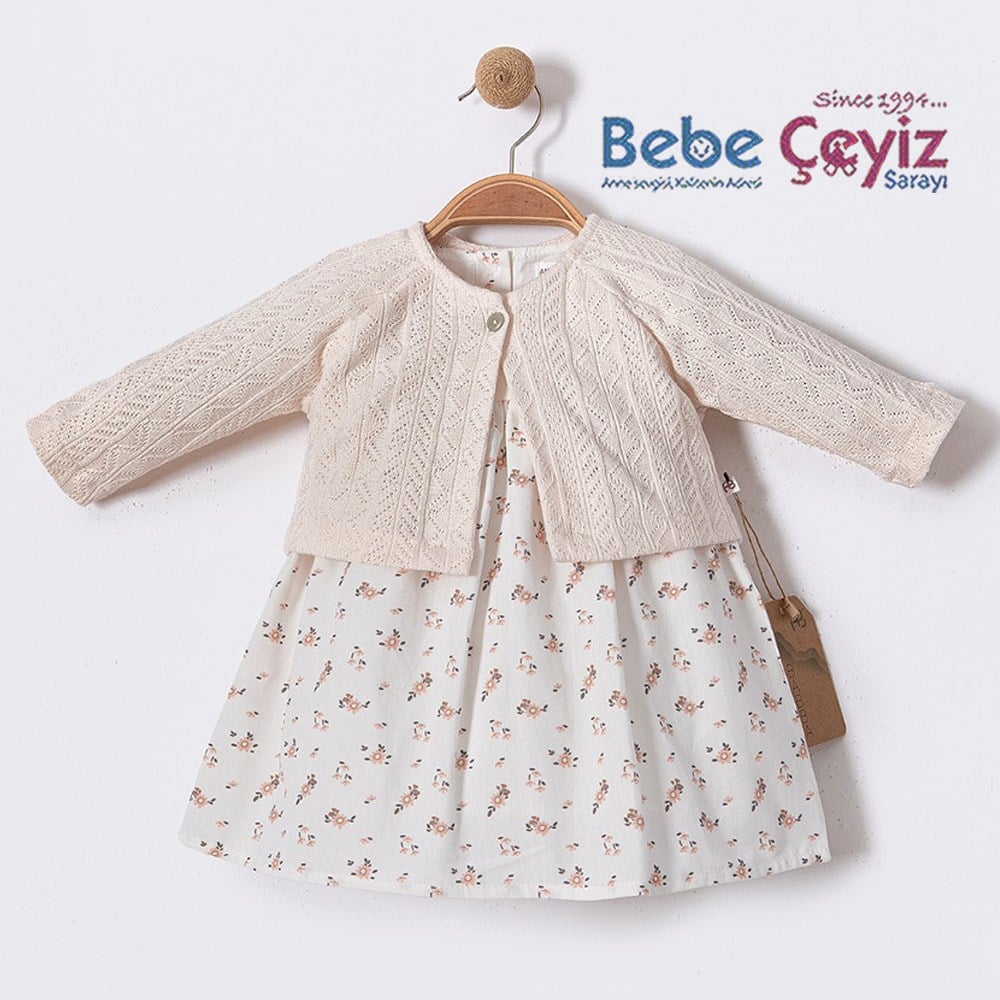 BEBESSİ Hırkalı Tiny Girl Elbise ( Ekru )