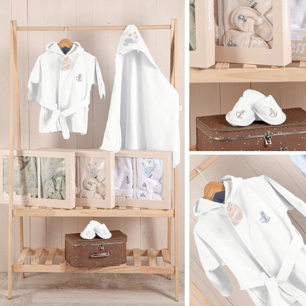 BEBESSİ Kutulu Set Sailing Bornoz Set ( Ekru )