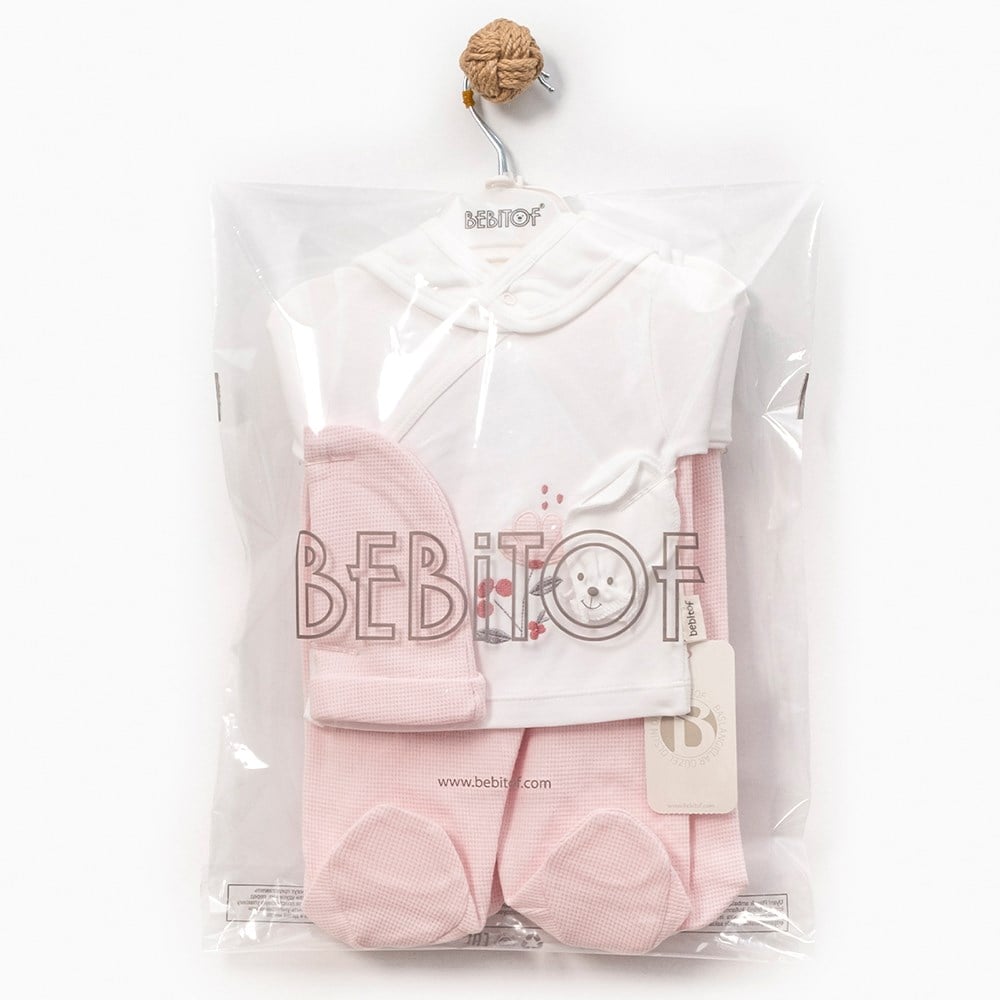 BEBİTOF Çiçekli Nakış 5'li Hastane Çıkışı ( Pembe )