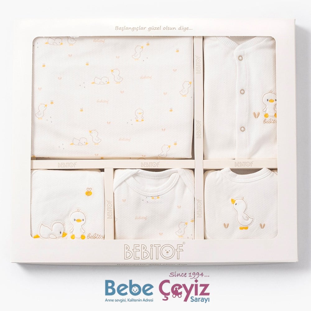 BEBİTOF Civciv Nakışlı 10'lu Hastane Çıkışı ( Ekru )
