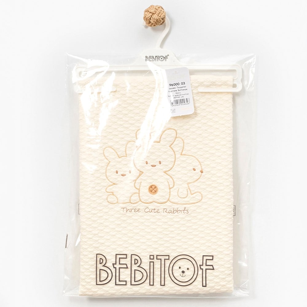 BEBİTOF Sevimli Tavşanlı Battaniye ( Ekru ) 