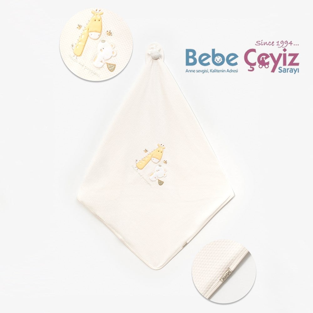 BEBİTOF Zürafa Ve Ayı Kapitone Battaniye ( Yeşil )