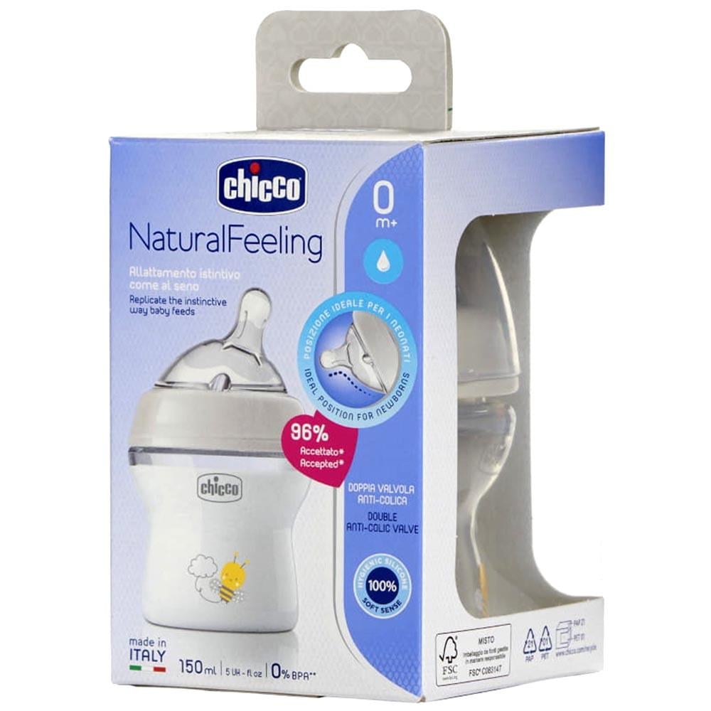 Chicco Natural Feeling Silikon Emzikli Pp Biberon Desenli 150 Ml 0+ Ay Yeni